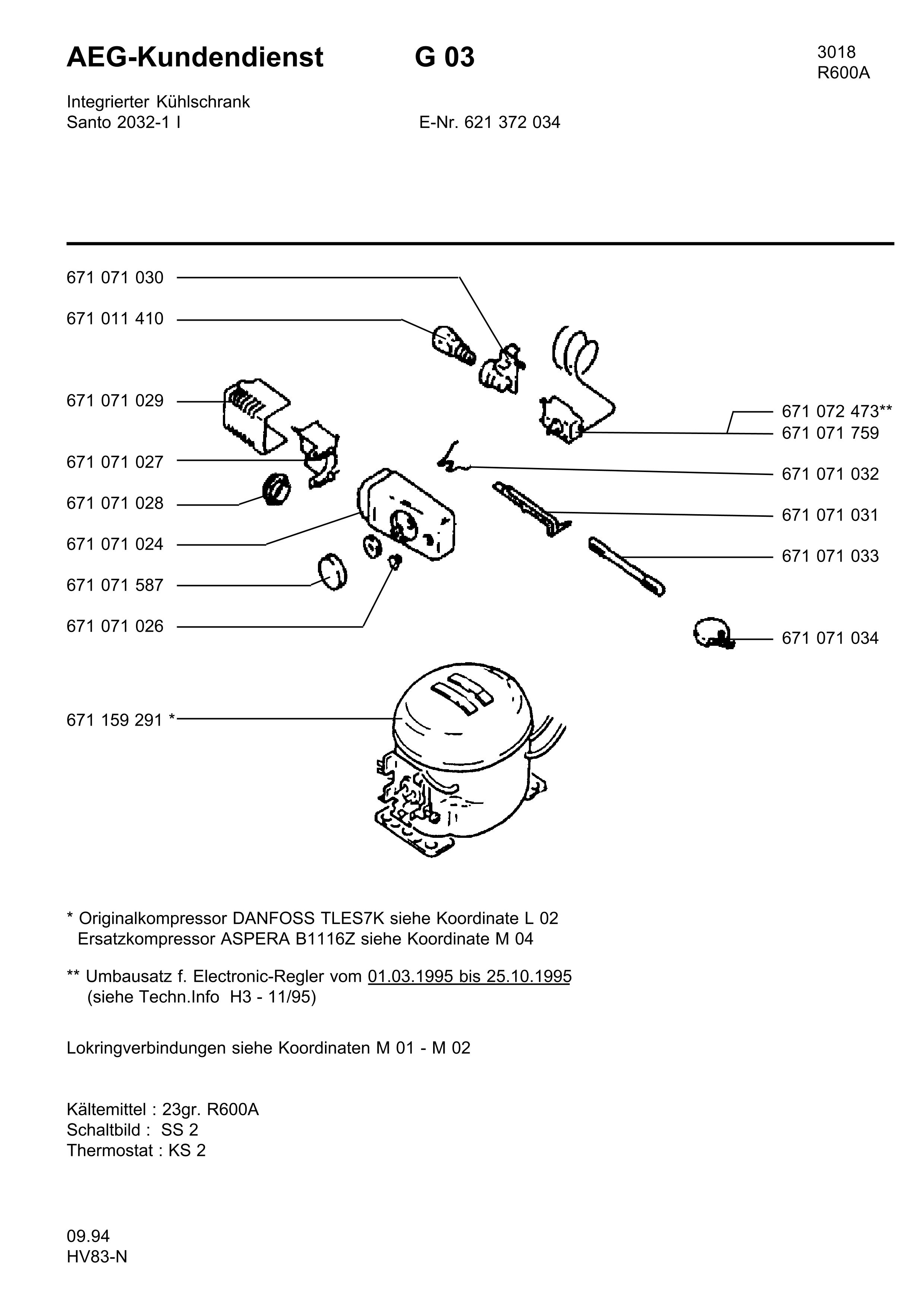 Explosionszeichnung AEG 62137203400 Santo 2032-1 I