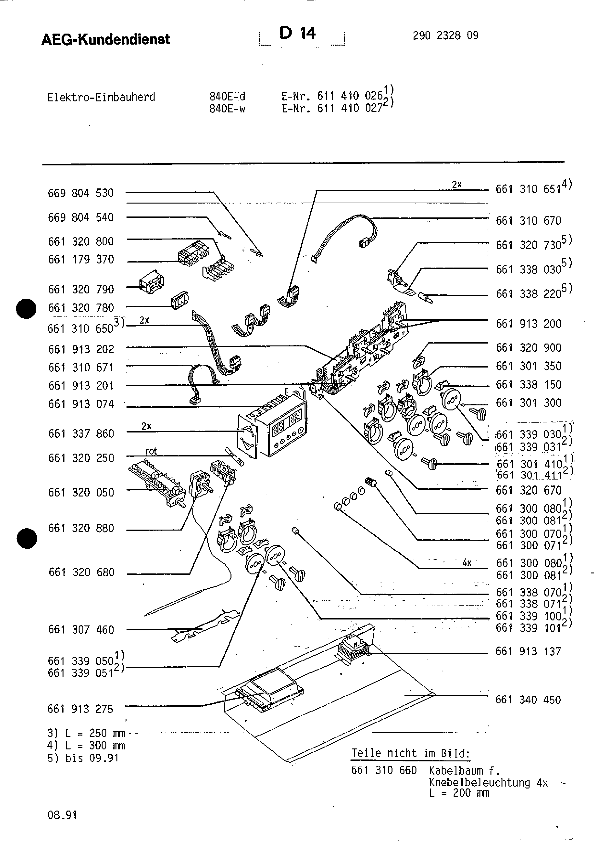 Explosionszeichnung AEG 61141002700 Competence 840 E W