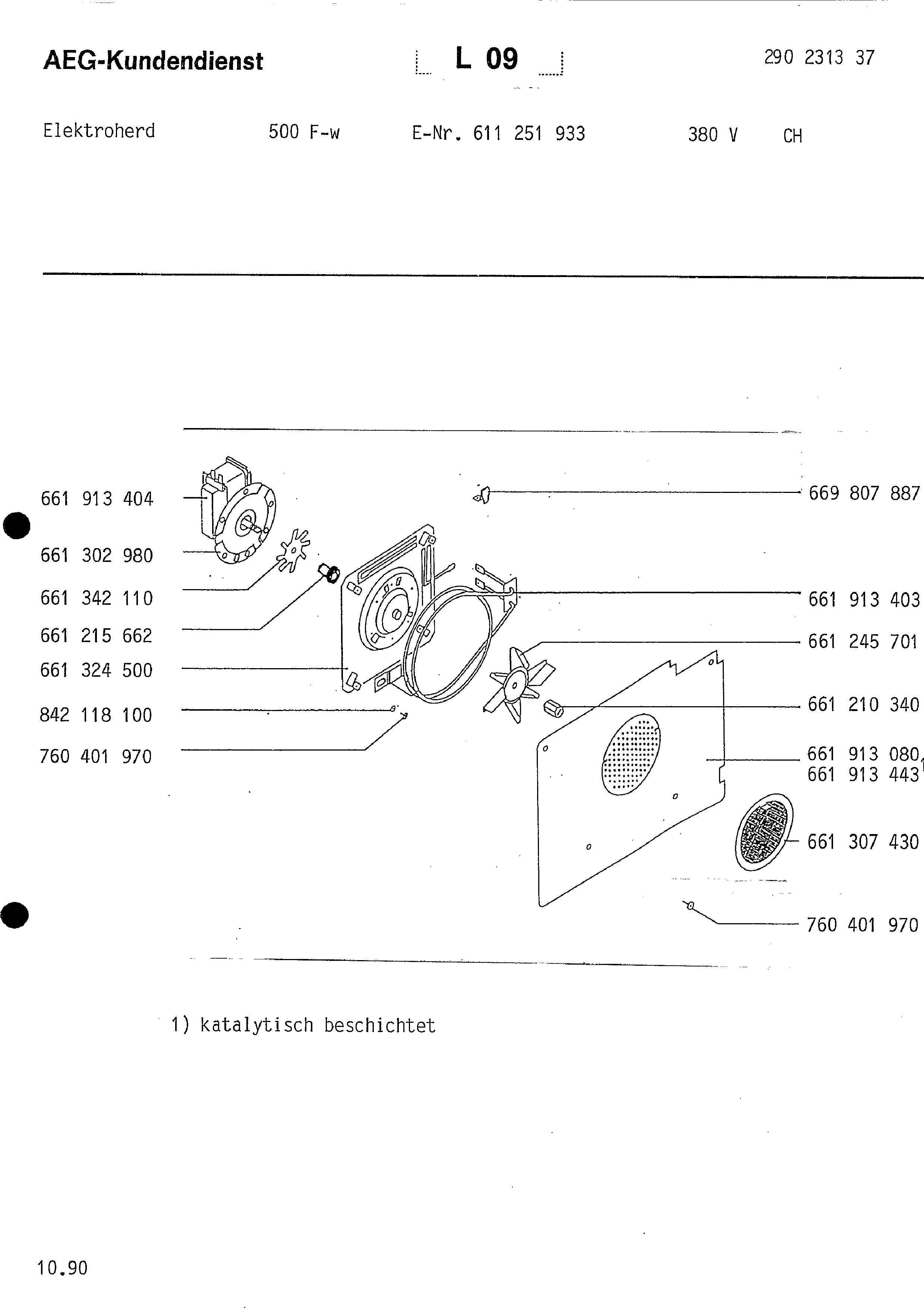 Explosionszeichnung AEG 61125193300 500F-W CH