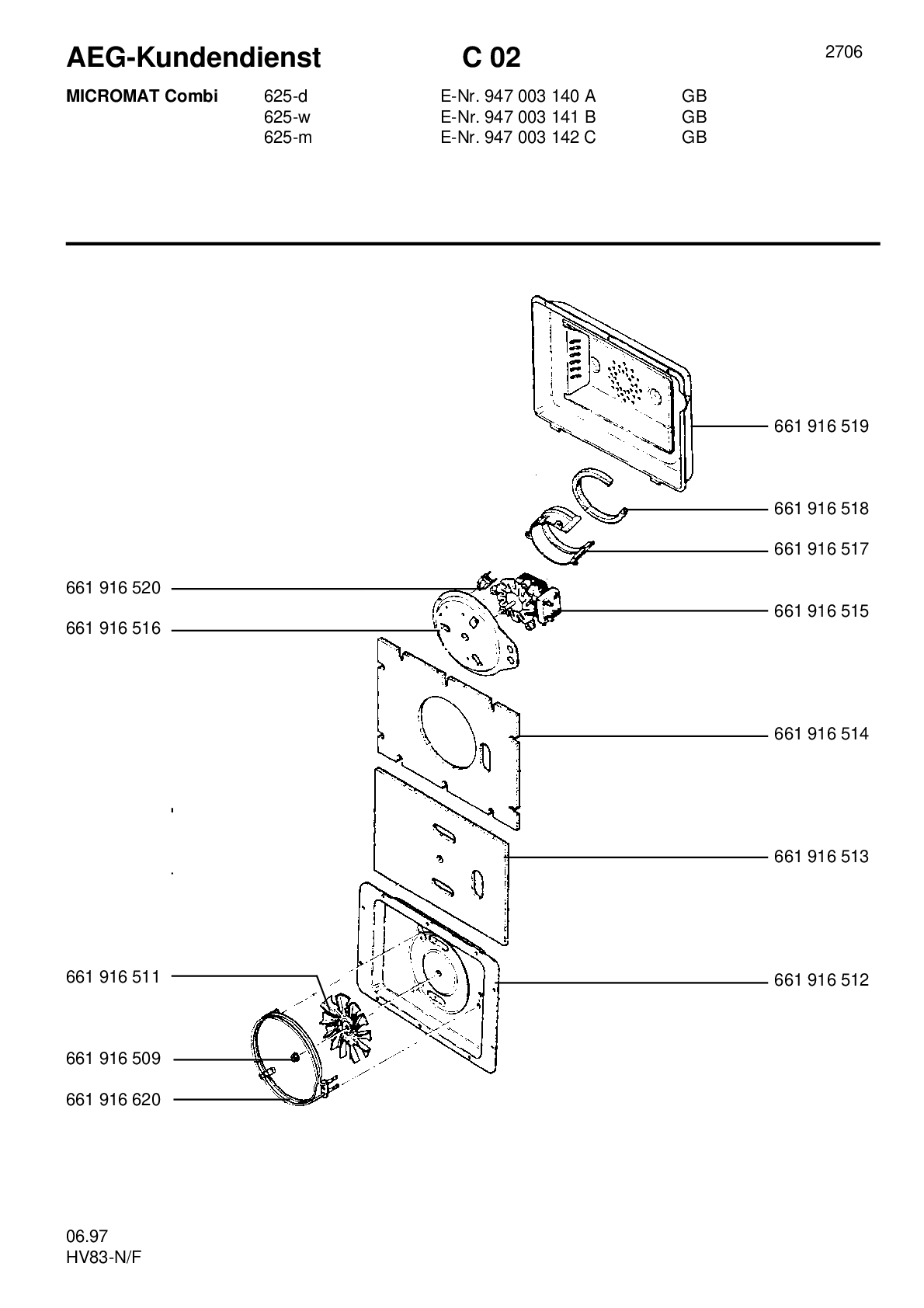 Explosionszeichnung AEG 94700314000 Micromat Combi 625 D GB