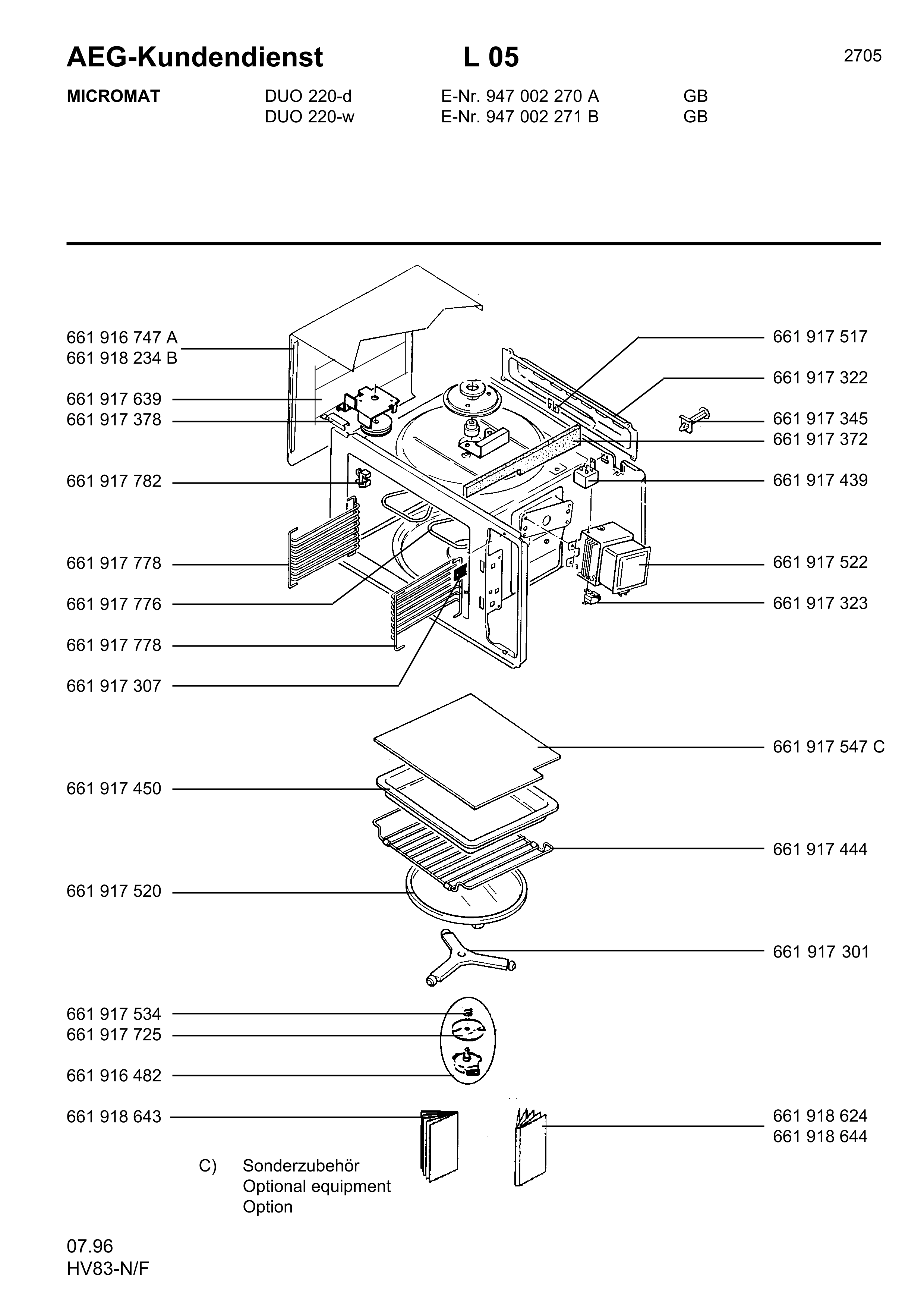 Explosionszeichnung AEG 94700227100 Micromat Duo 220 W