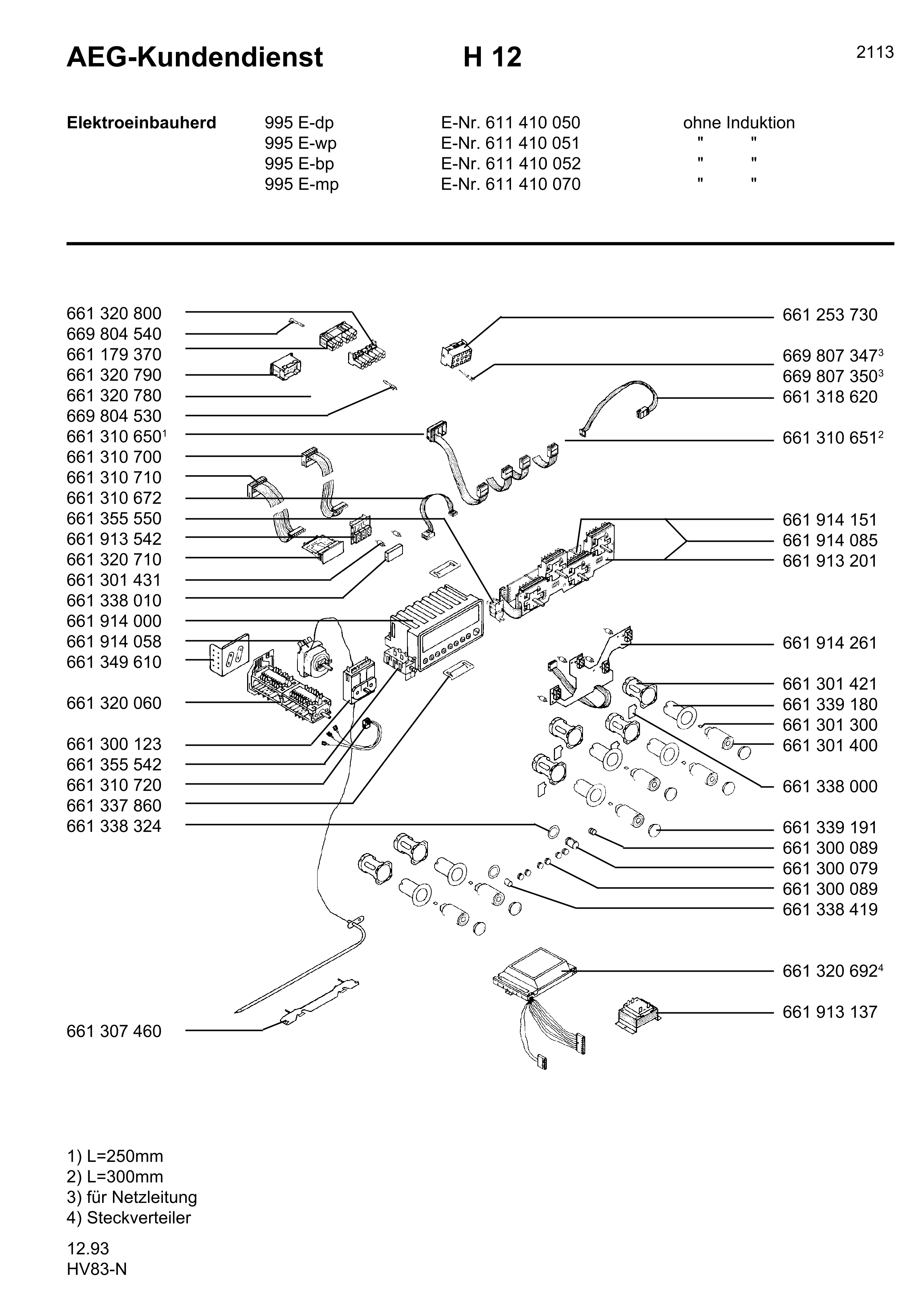 Explosionszeichnung AEG 61141005200 Competence 995 E BP