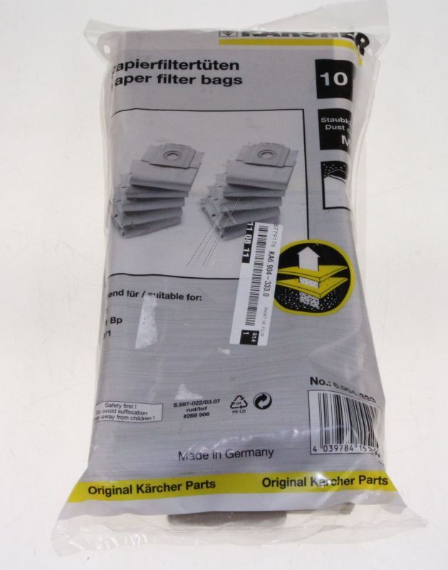 Kärcher 69043330 Staubsaugerbeutel - Papierfiltertueten, 10 stück