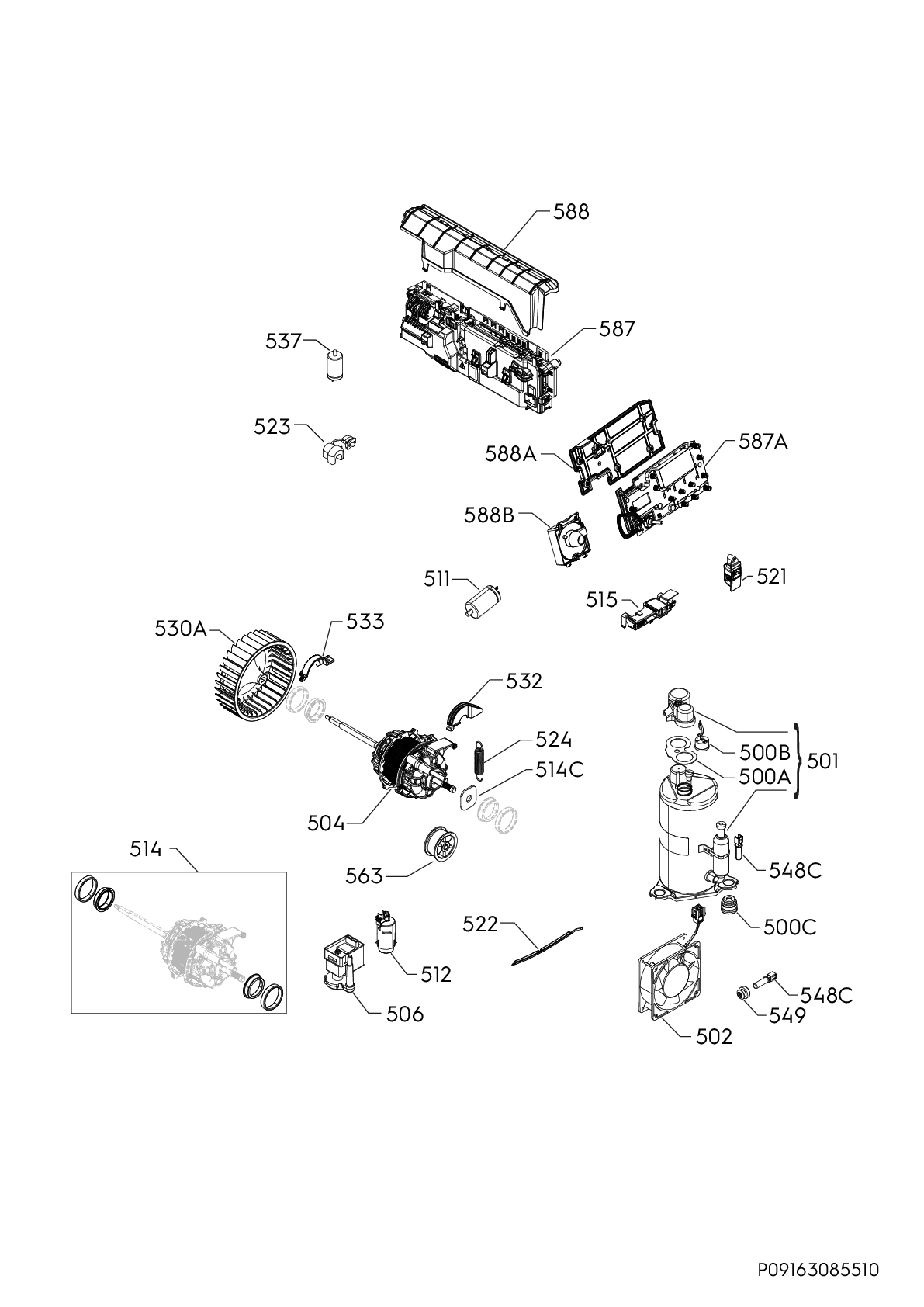Explosionszeichnung AEG 91609874902 T8DB58EX