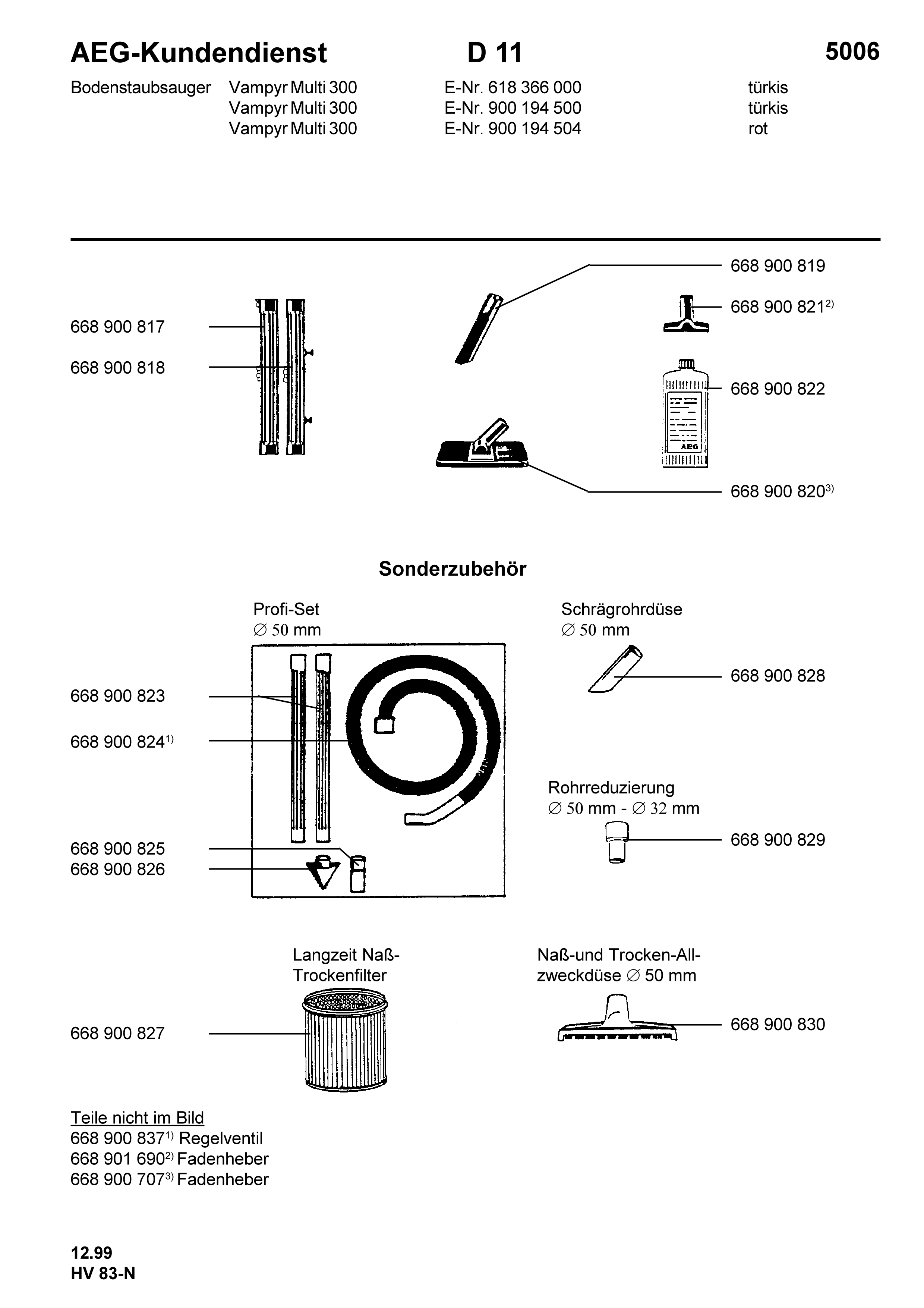Explosionszeichnung AEG 90008187500 MULTI 300