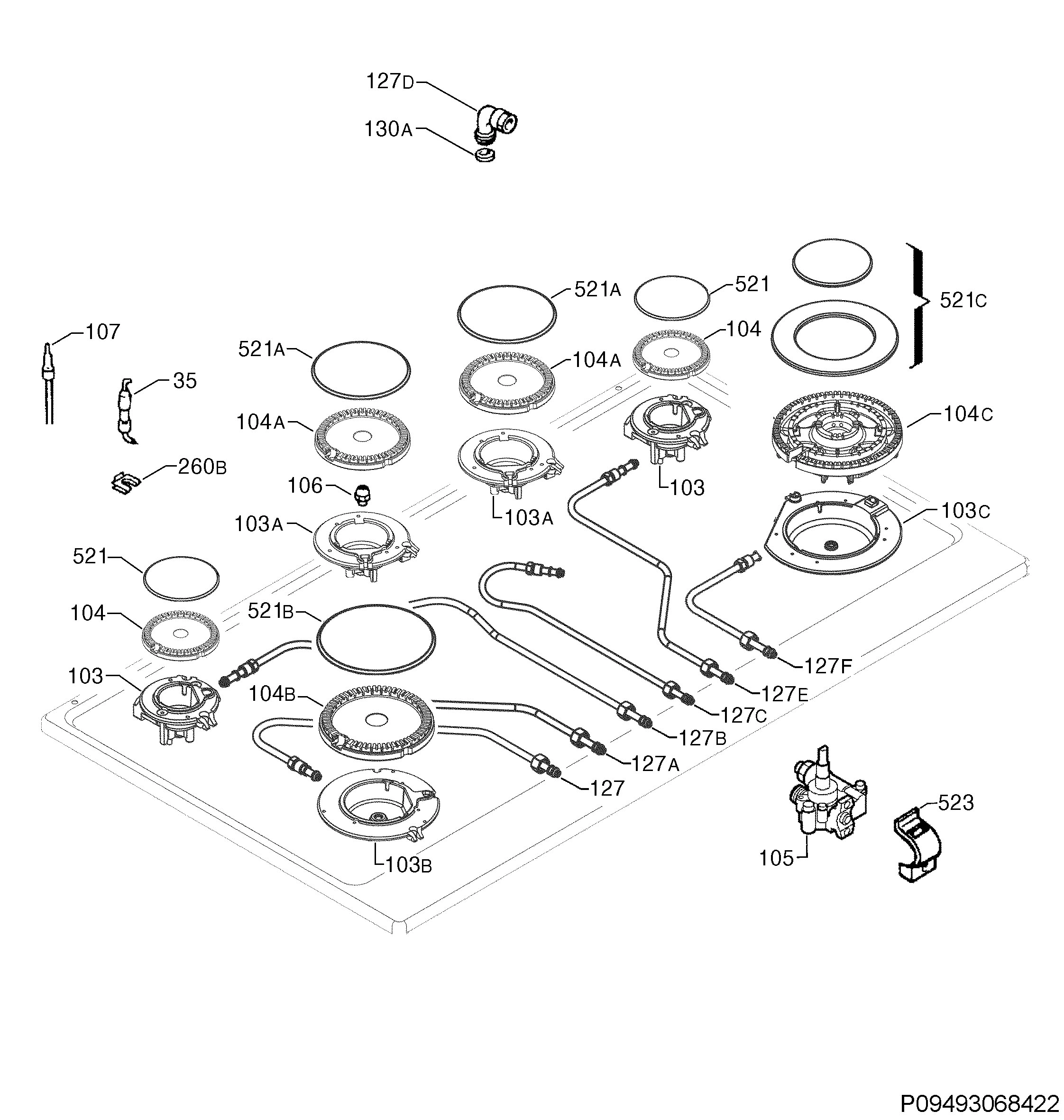 Explosionszeichnung AEG 94975084101 EGG9363NOX