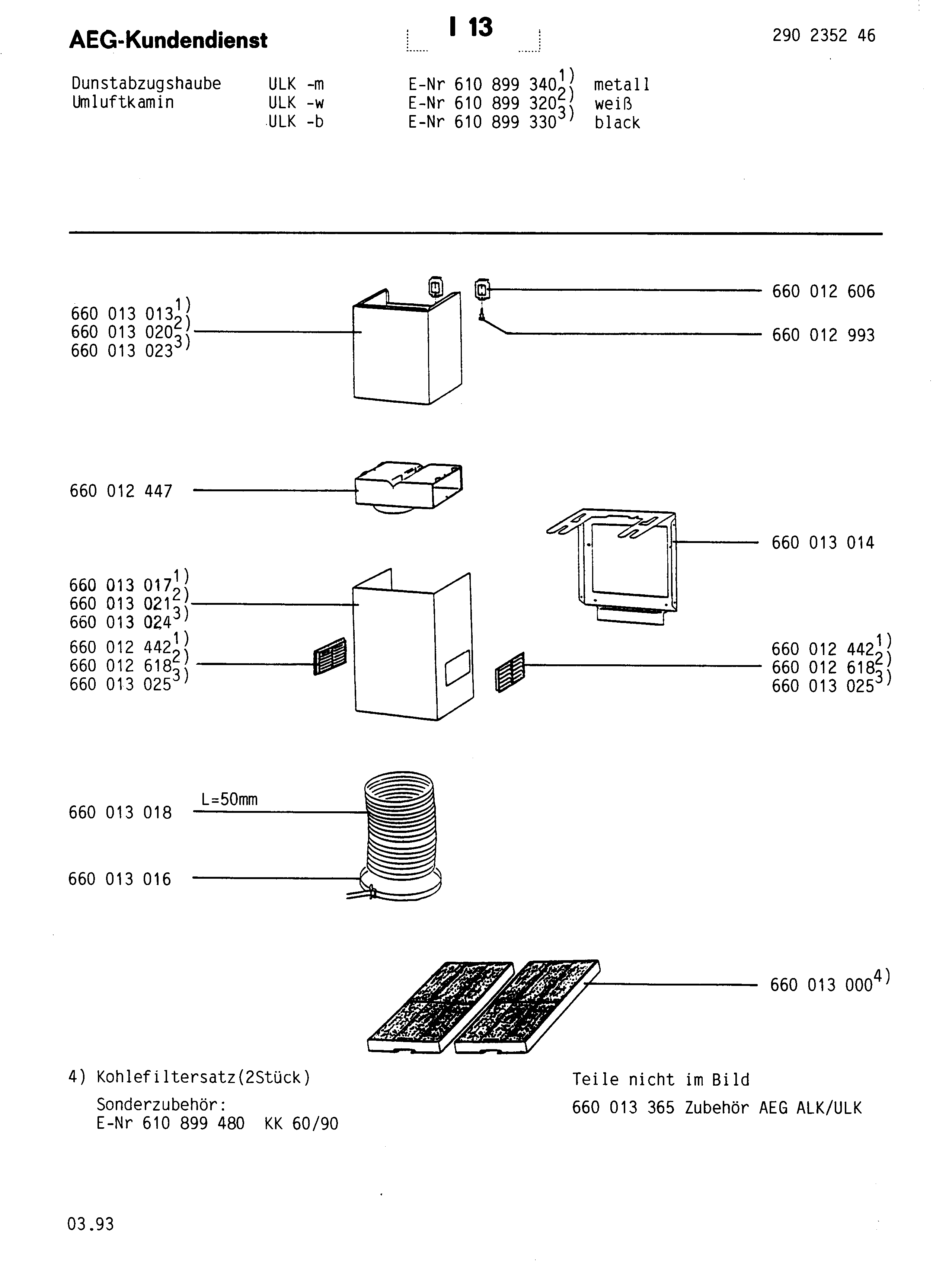 Explosionszeichnung AEG 61089932000 ULK - W / 850D