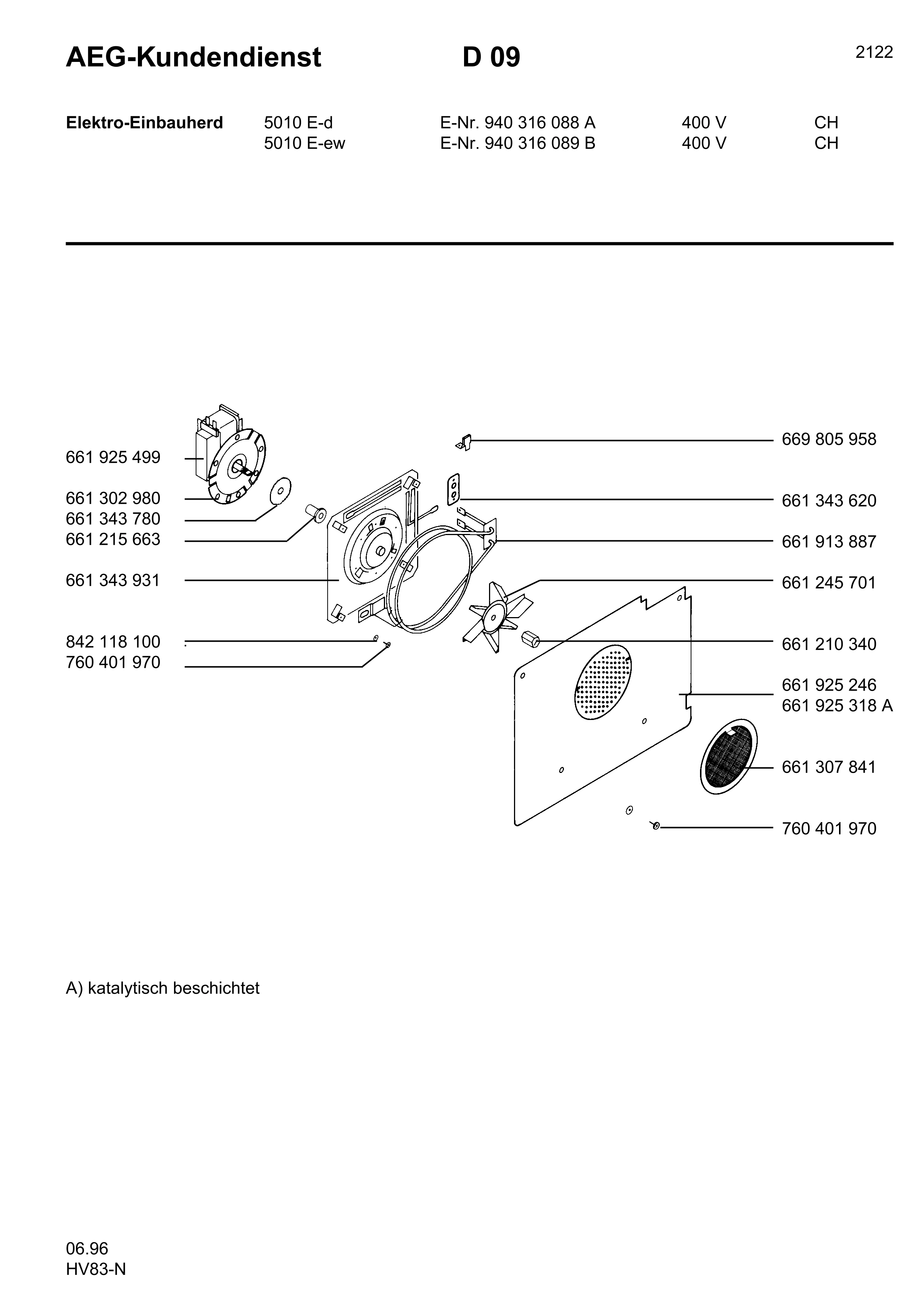 Explosionszeichnung AEG 94031608800 5010E-D CH