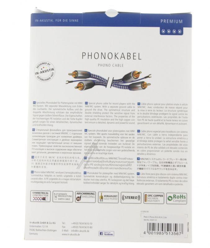 Inakustik 00405120 Cinchkabel - Premium phonokabel, phono c  phono c , 2,0m