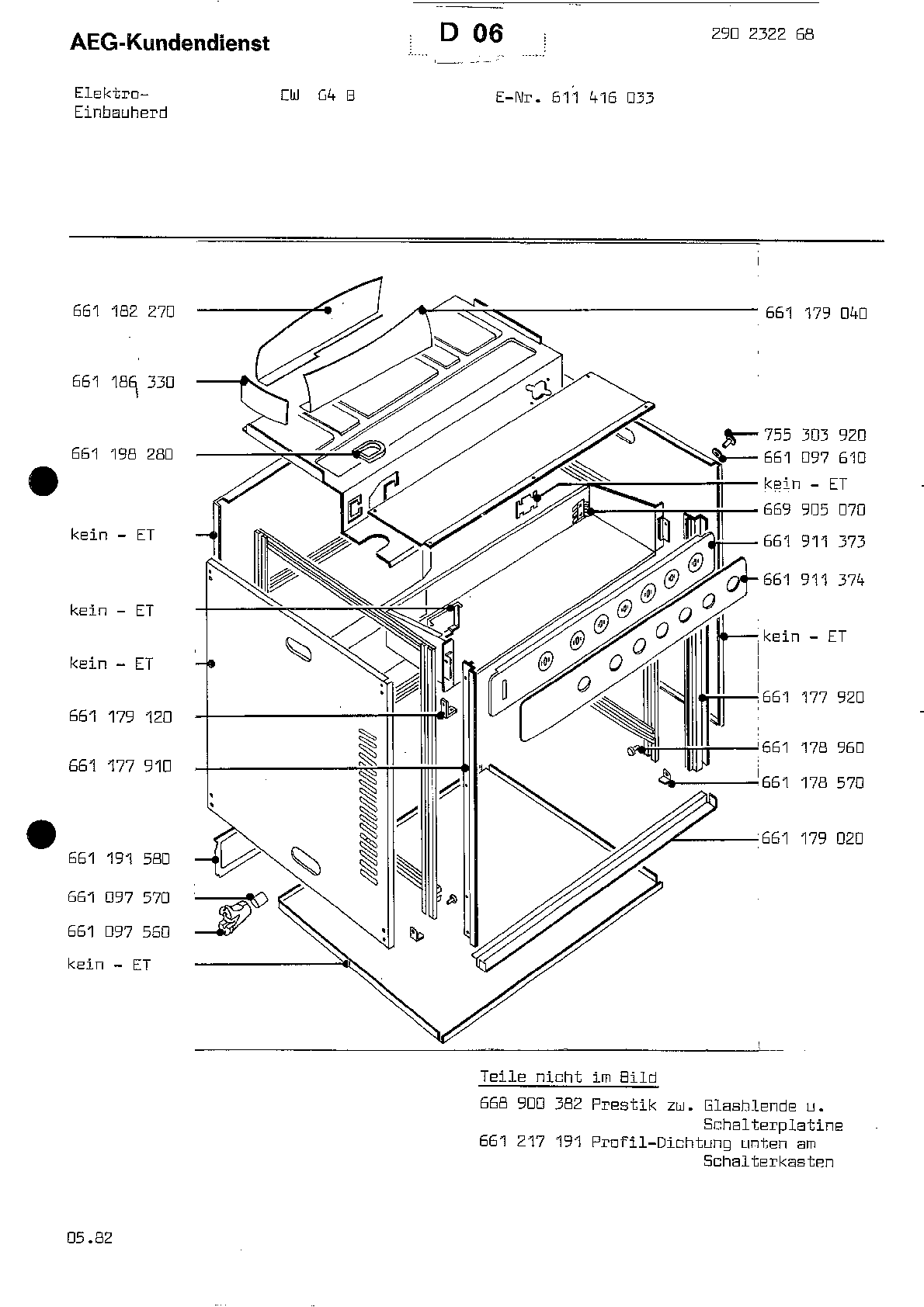 Explosionszeichnung AEG 61141603300 EW 64 B