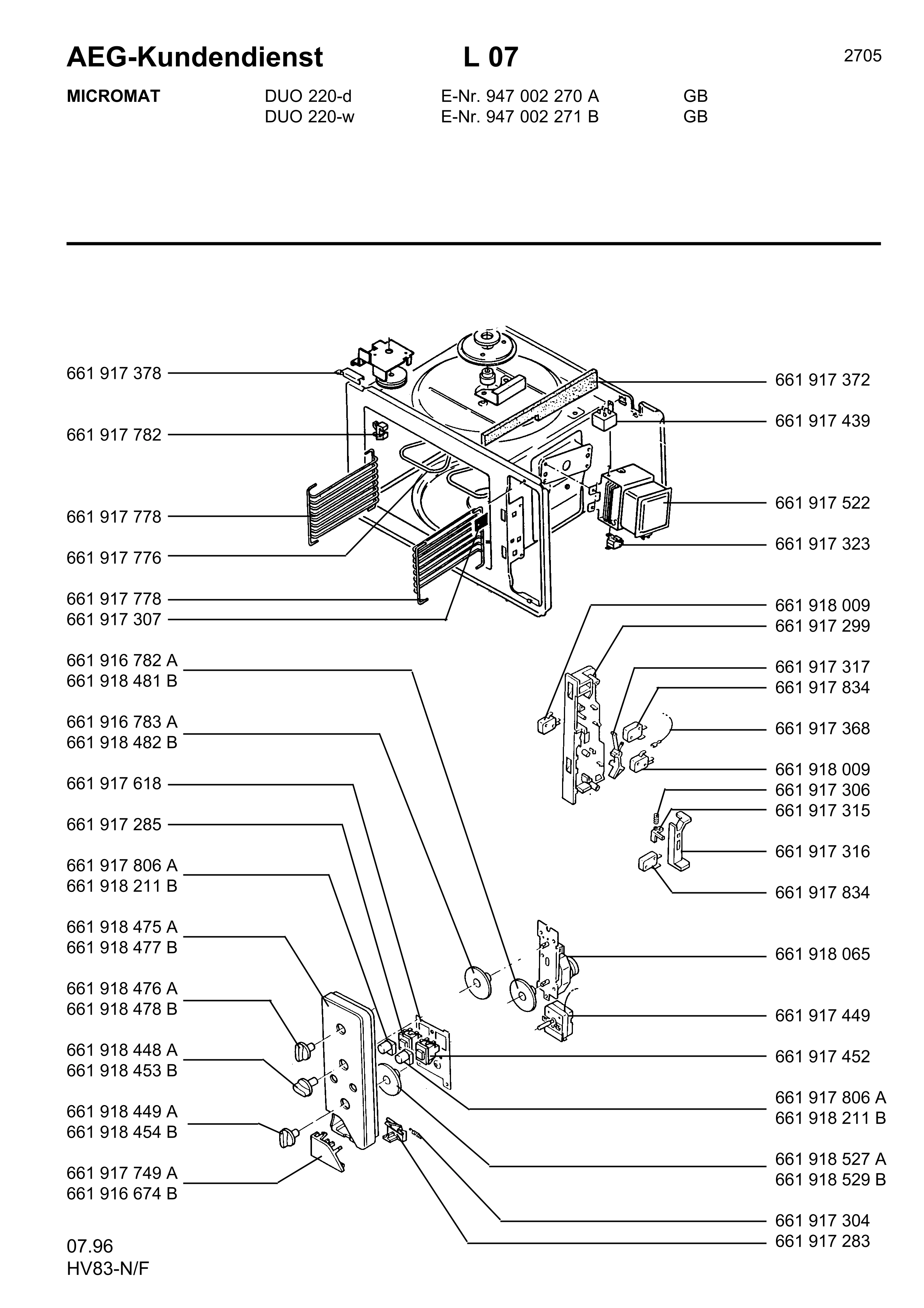Explosionszeichnung AEG 94700227100 Micromat Duo 220 W
