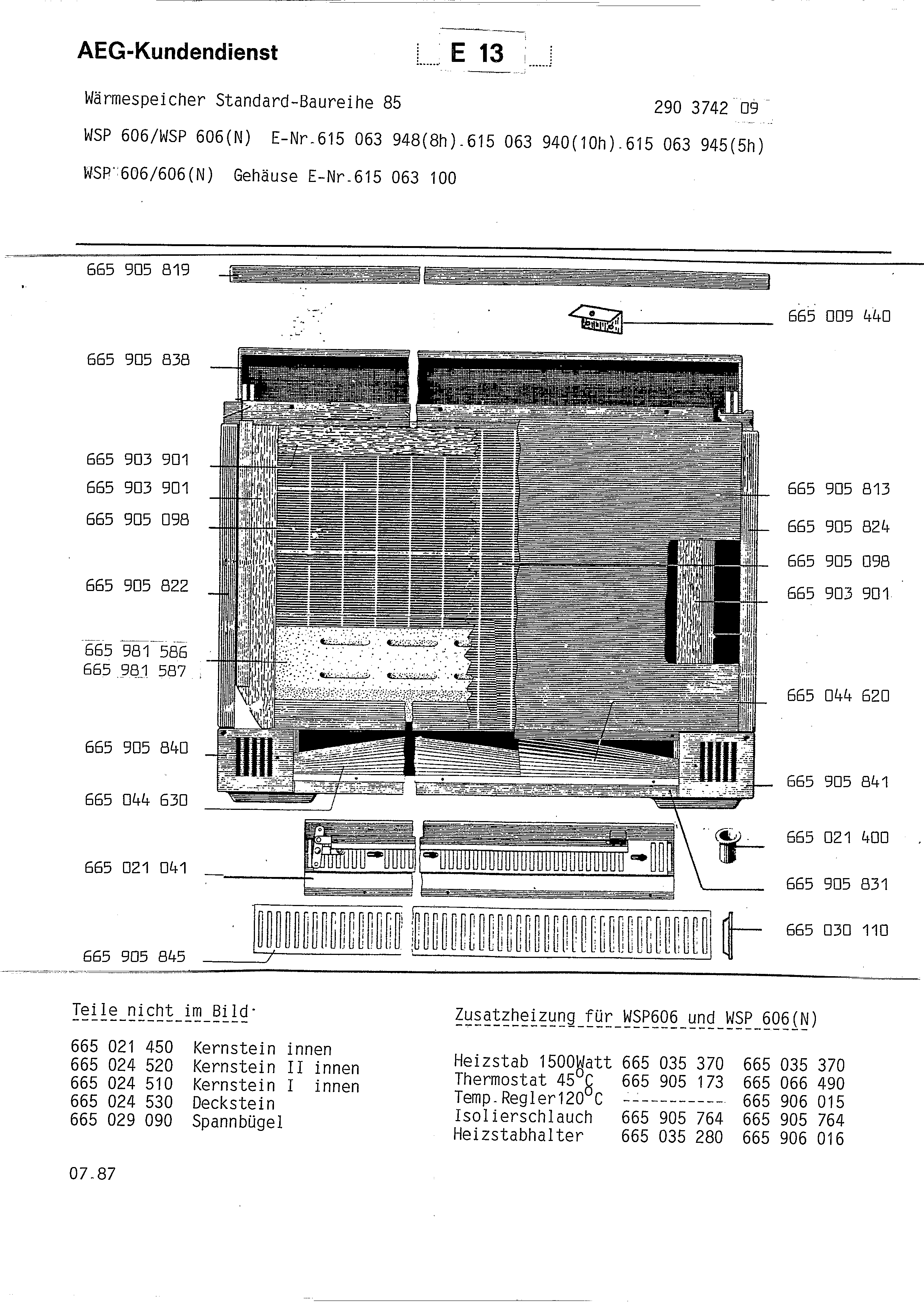 Explosionszeichnung AEG 61506394500 WSP606