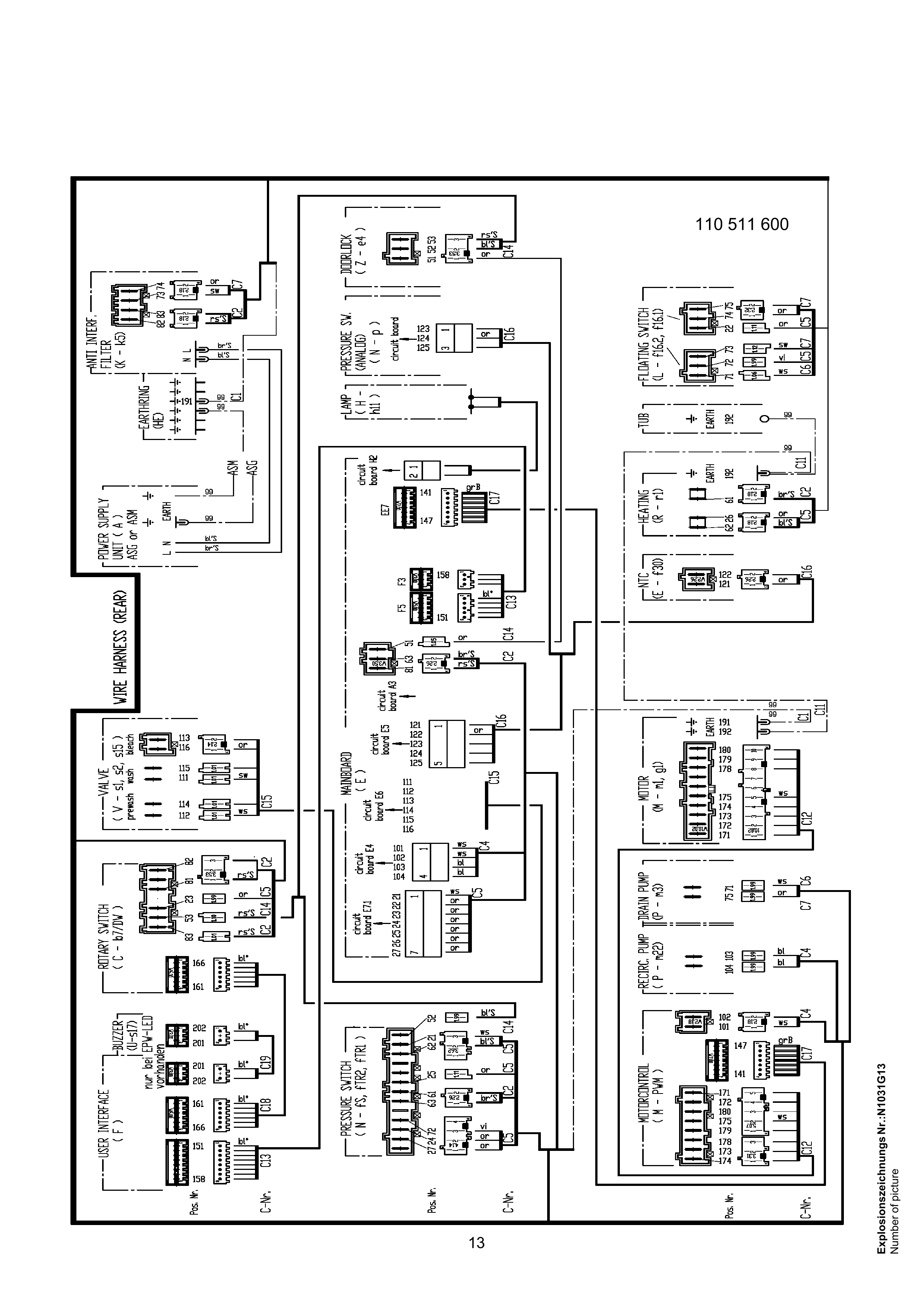 Explosionszeichnung AEG 91400205701 Lavamat 88830 W