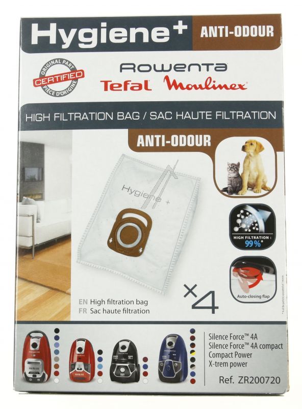 SEB ZR200720 Staubsaugerbeutel - 4 x staubsaugerbeutel hygiene + und anti odour