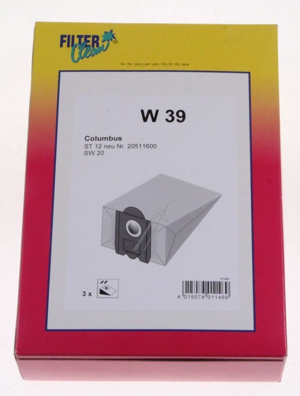 Filter Clean 000767K Staubsaugerbeutel - W39 staubsaugerbeutel 3 stück