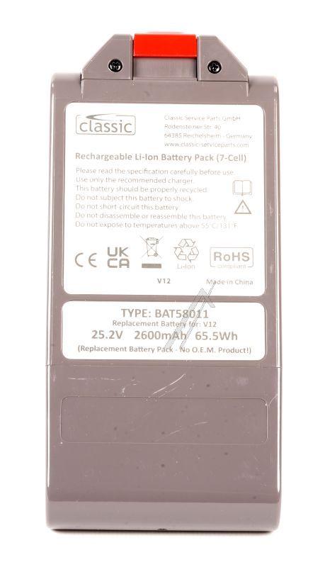 Classic BAT58011 Staubsaugerakku - 25,2v-2600mah akku alternativ für passend für dyson v12