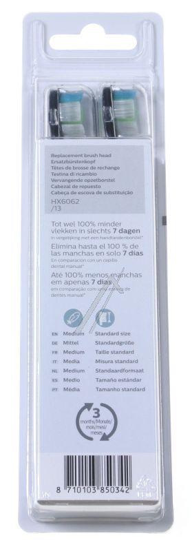 Philips HX606213 Zahnbürste - Hx6062/13 sonicare w2 optimal white-zahnbürstenkopf 2er pack schwarz