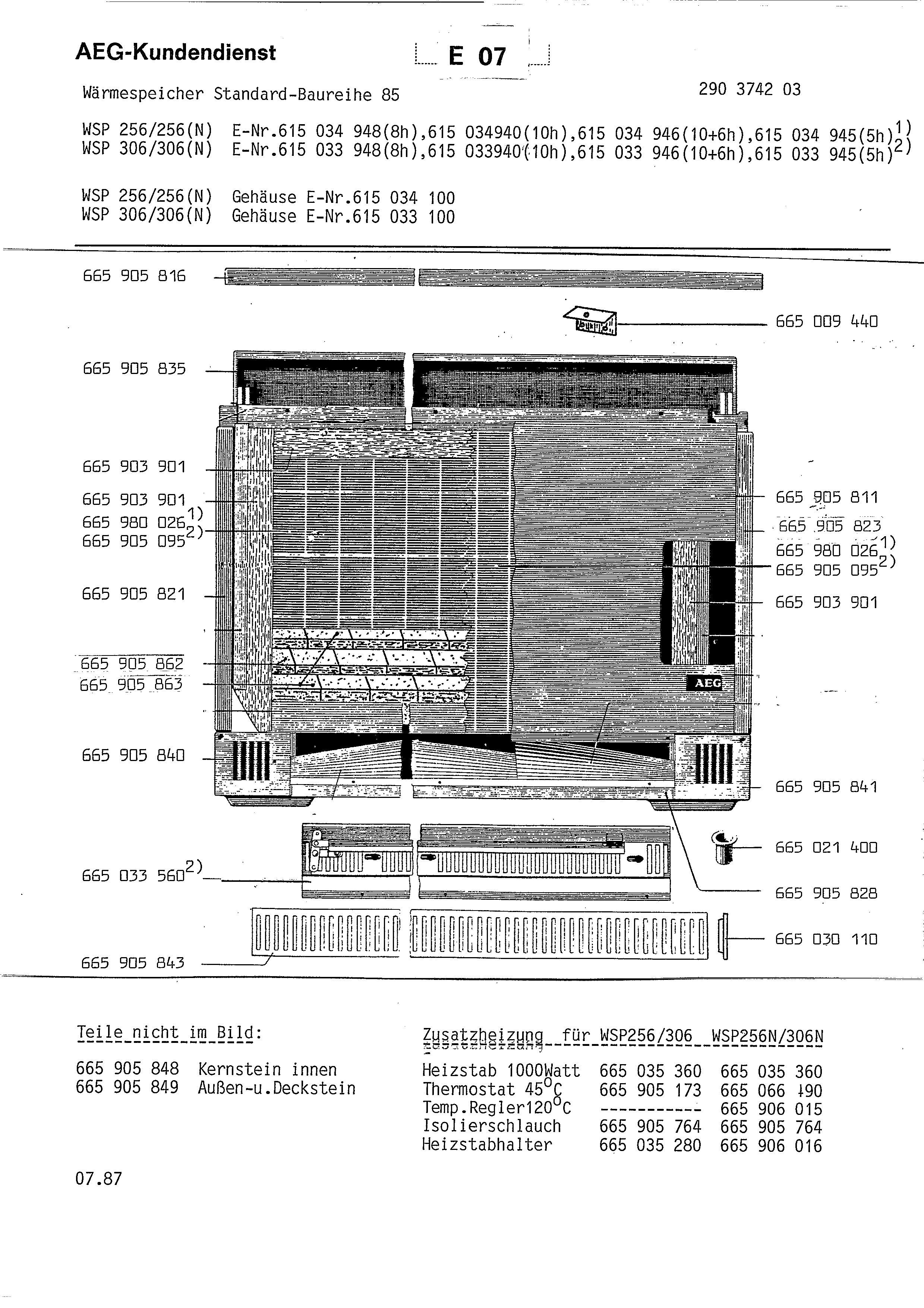 Explosionszeichnung AEG 61503394000 WSP 306