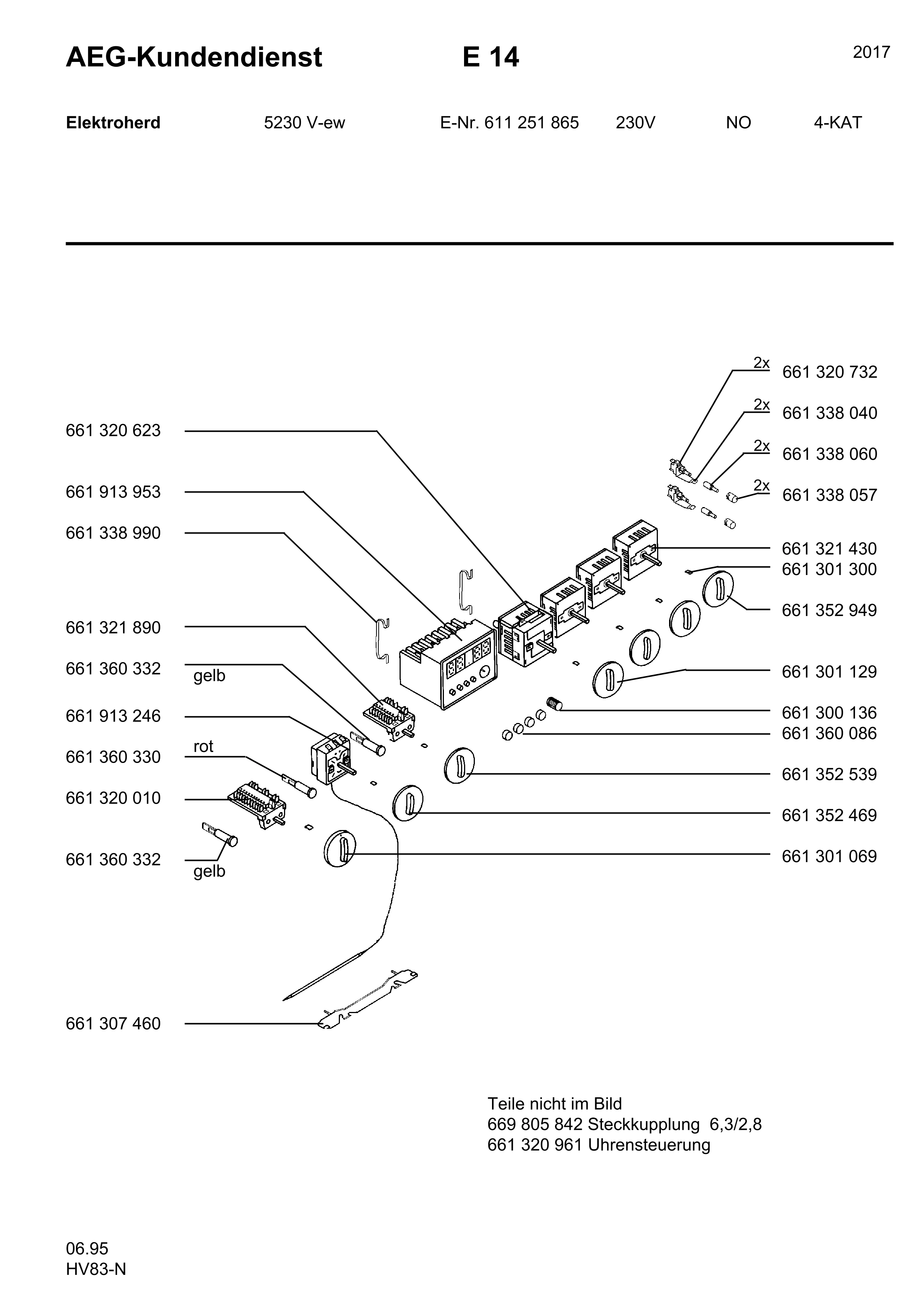 Explosionszeichnung AEG 61125186500 5230V-W N