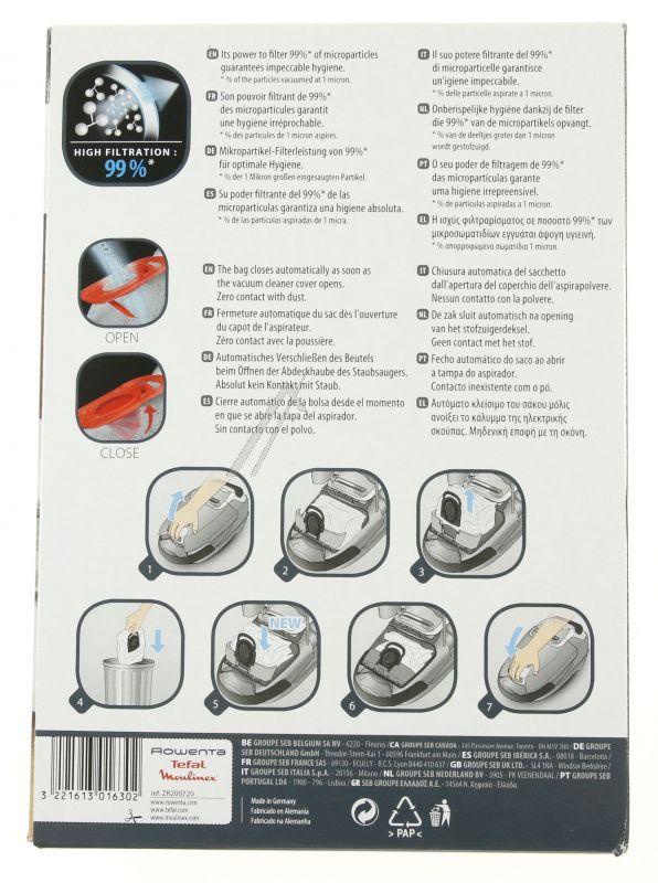 SEB ZR200720 Staubsaugerbeutel - 4 x staubsaugerbeutel hygiene + und anti odour