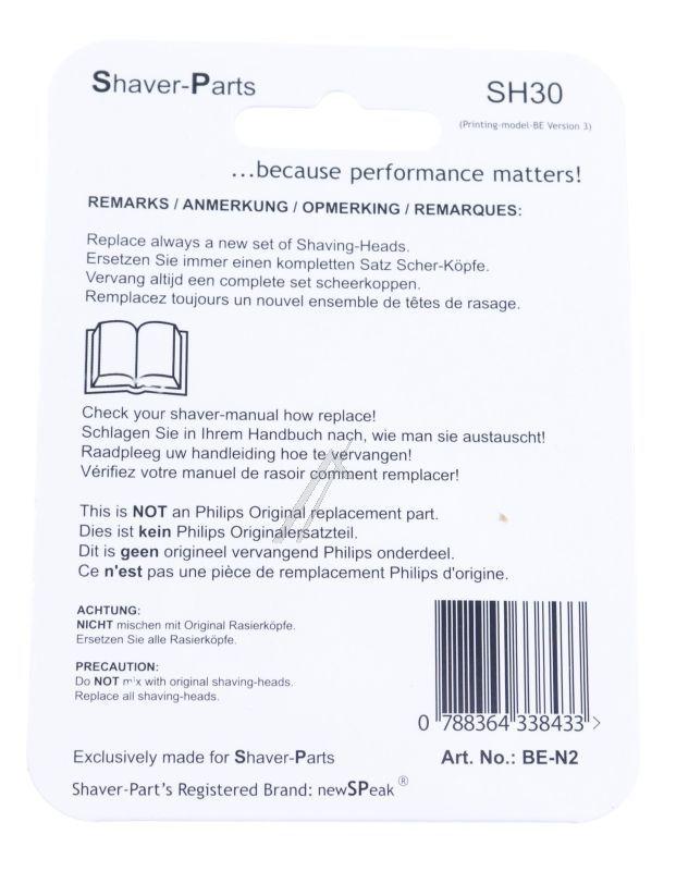 Newspeak Scherkopf - Scherkopf-set alternativ für philips sh30 für series 1000 + 3000