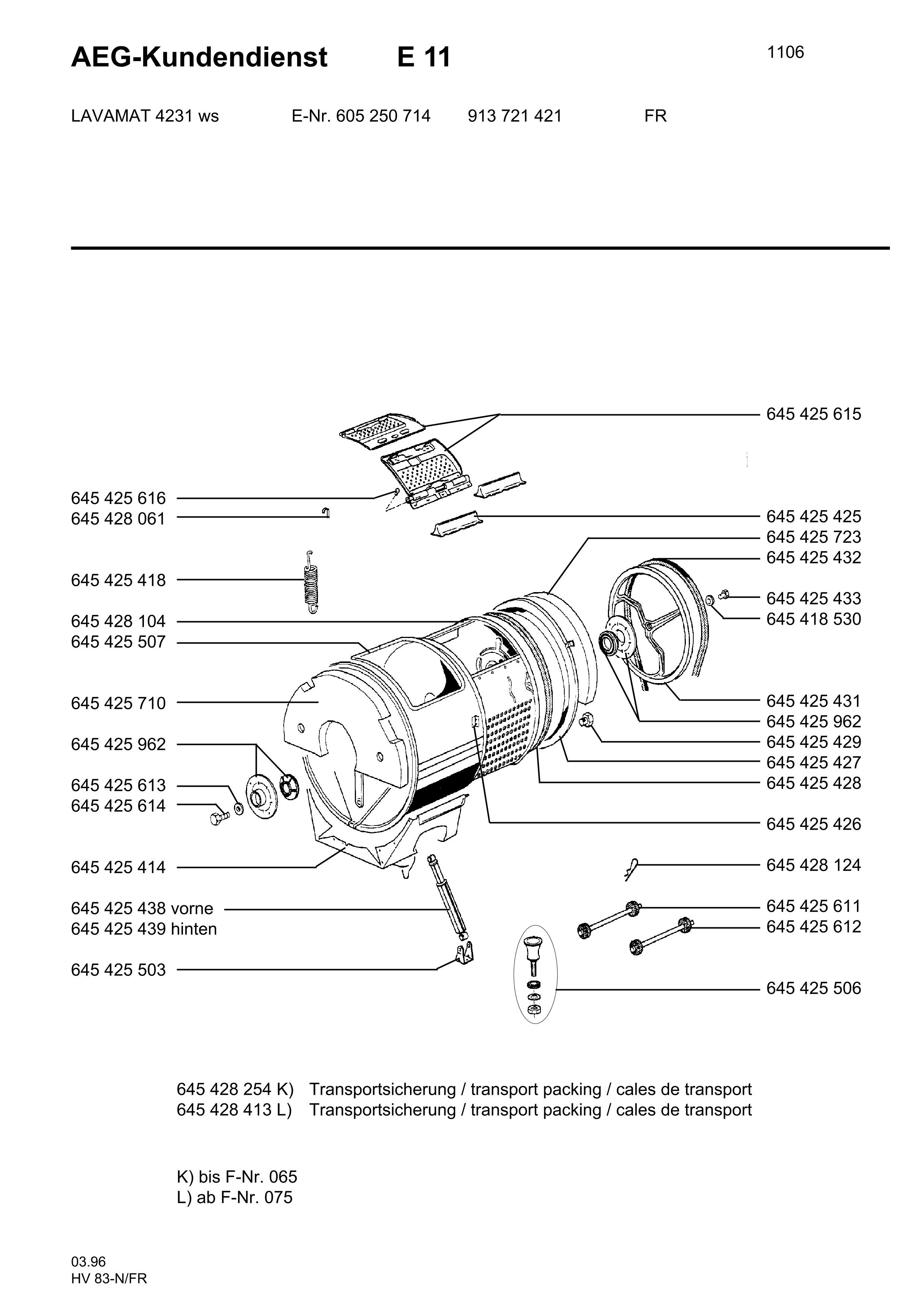 Explosionszeichnung AEG 60525071400 LAV4231