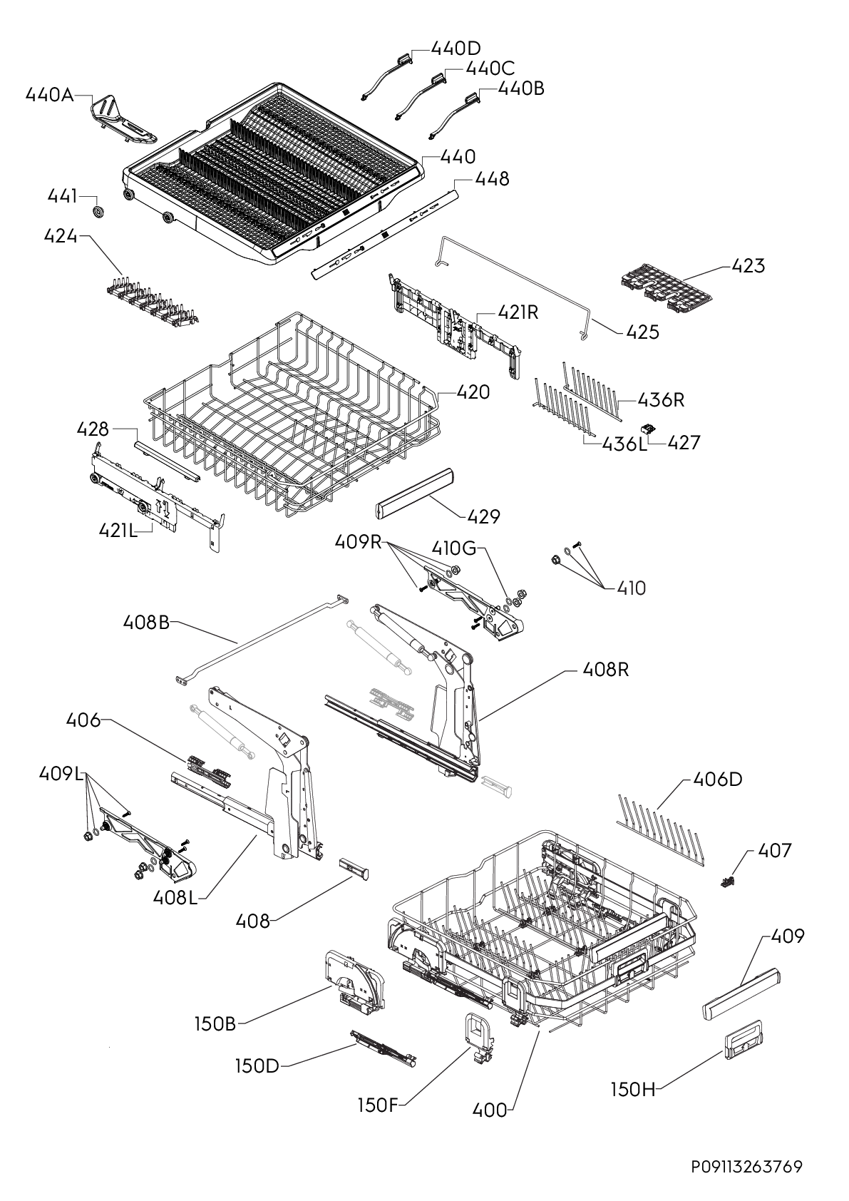 Explosionszeichnung AEG 91144739600 FBB93807PM