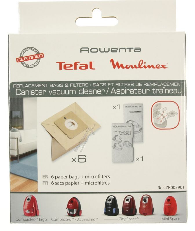 SEB ZR003901 Staubsaugerbeutel - Staubbeutel, 6 stück + 2 mikrofilter