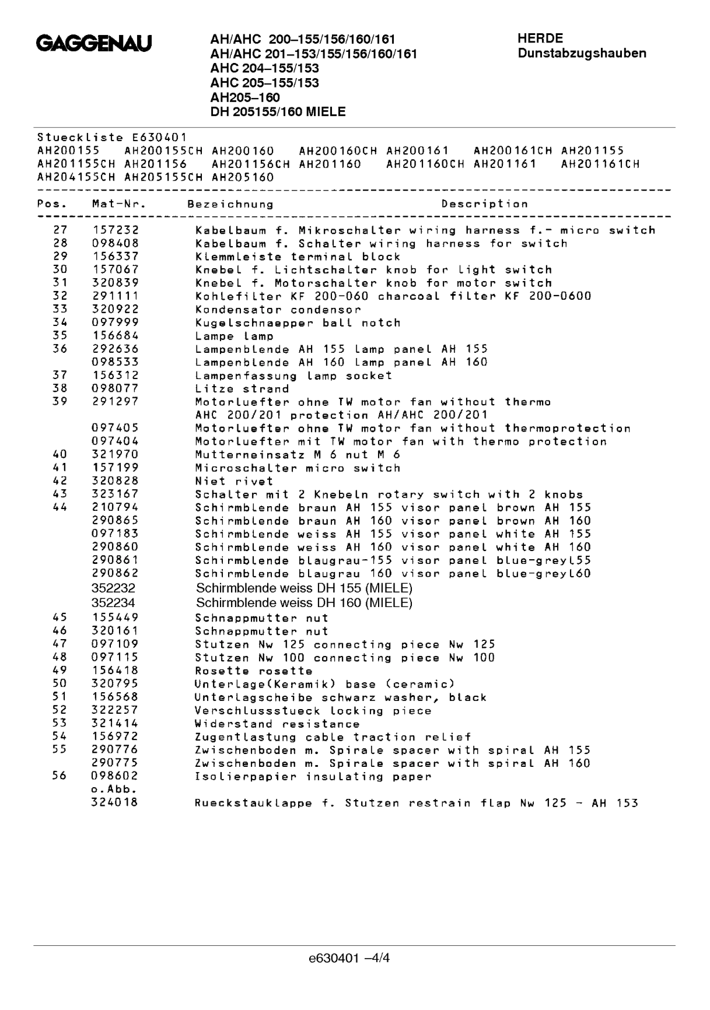 Explosionszeichnung Gaggenau AH200160(00) Explosionszeichnung Gaggenau AH200160(00)
