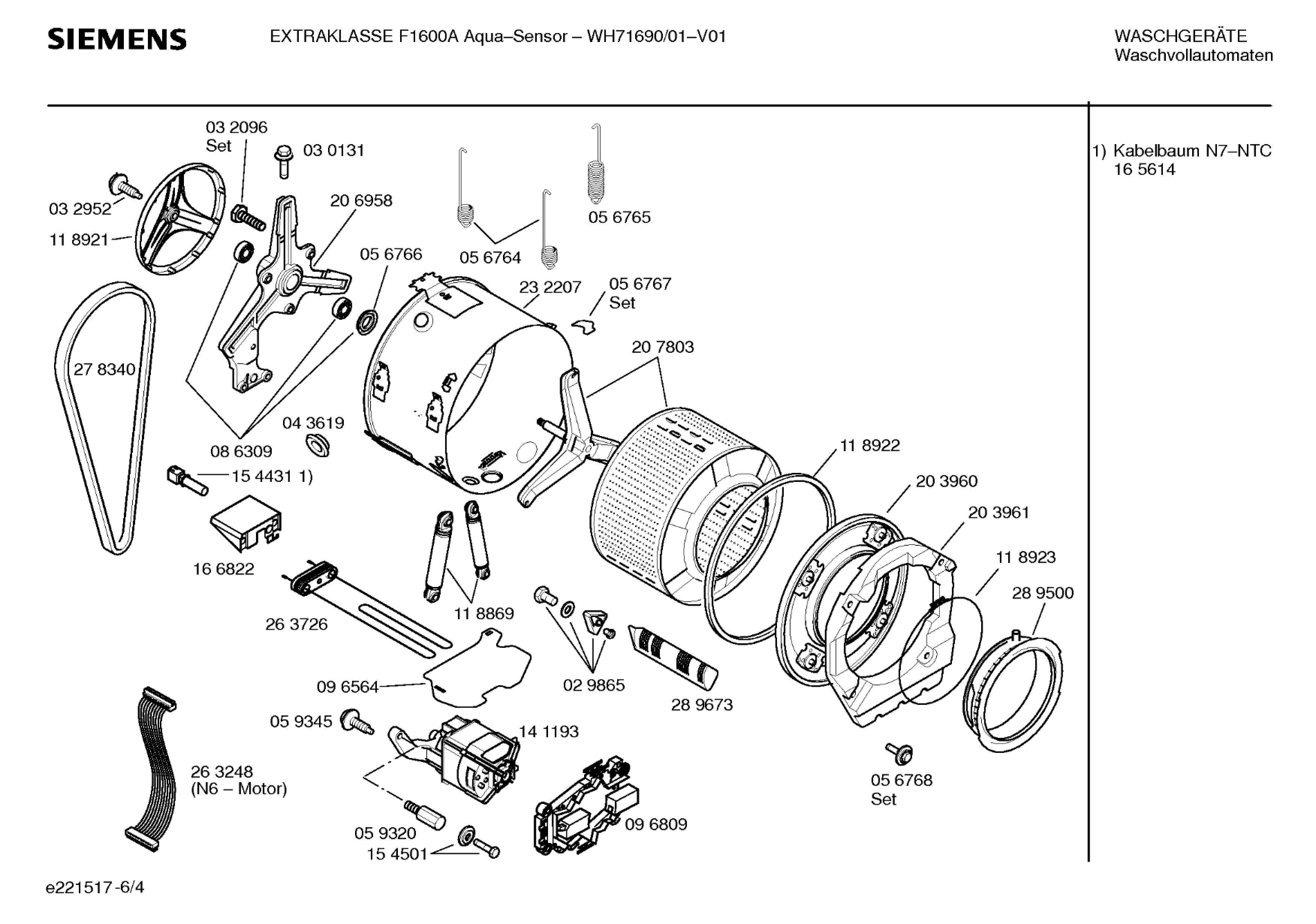 Explosionszeichnung Siemens WH71690/01 Extraklasse F1600A Aqua Sensor