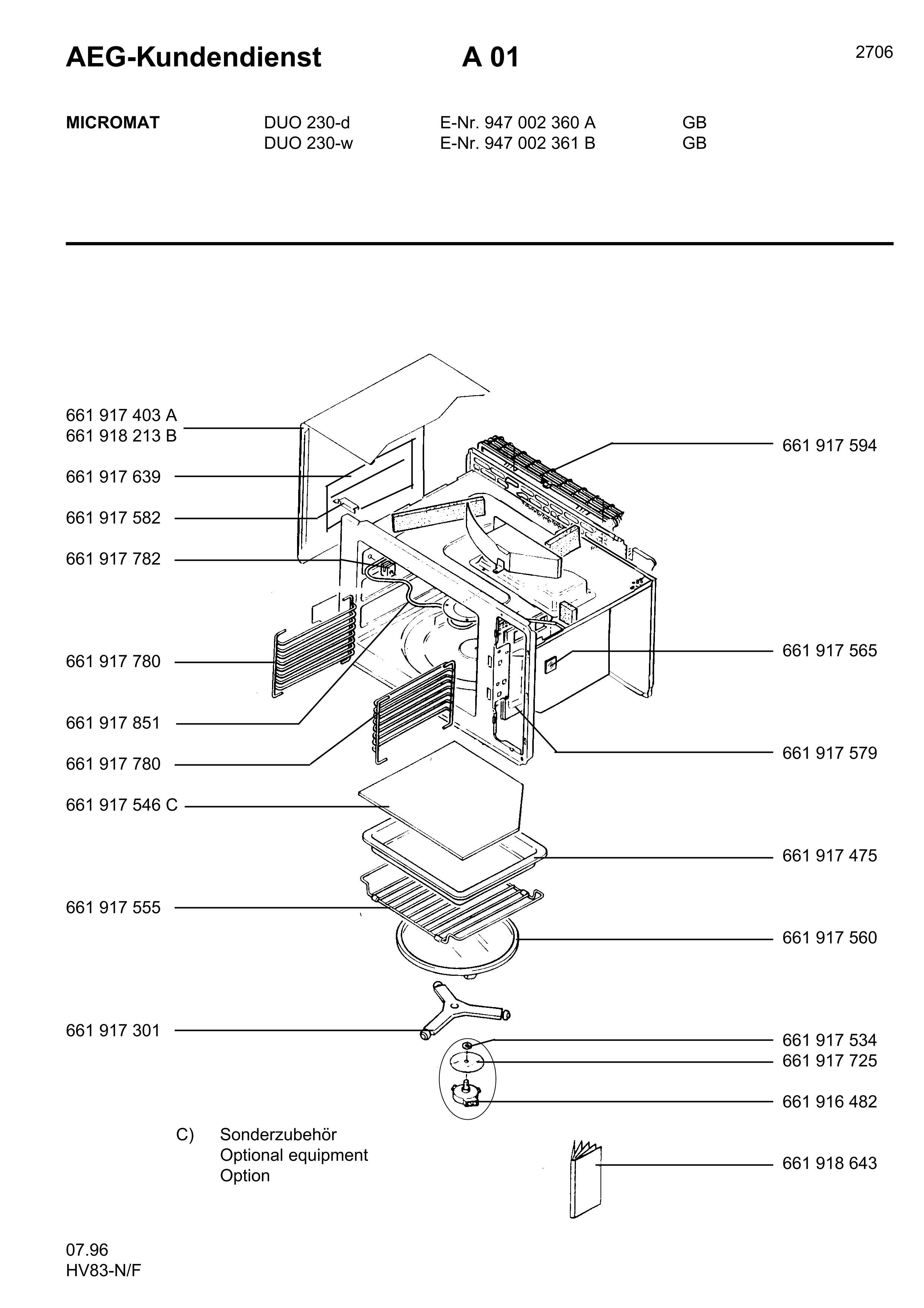 Explosionszeichnung AEG 94700236100 Micromat Duo 230 W