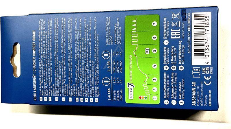 Assmann 1001009201 Ladegerät - Comfort smart + 4x aa 2100mah 1001-0092-01 schnell-ladegerät m. usb-port f. 1-4 nimh akkus micro aaa / mignon aa