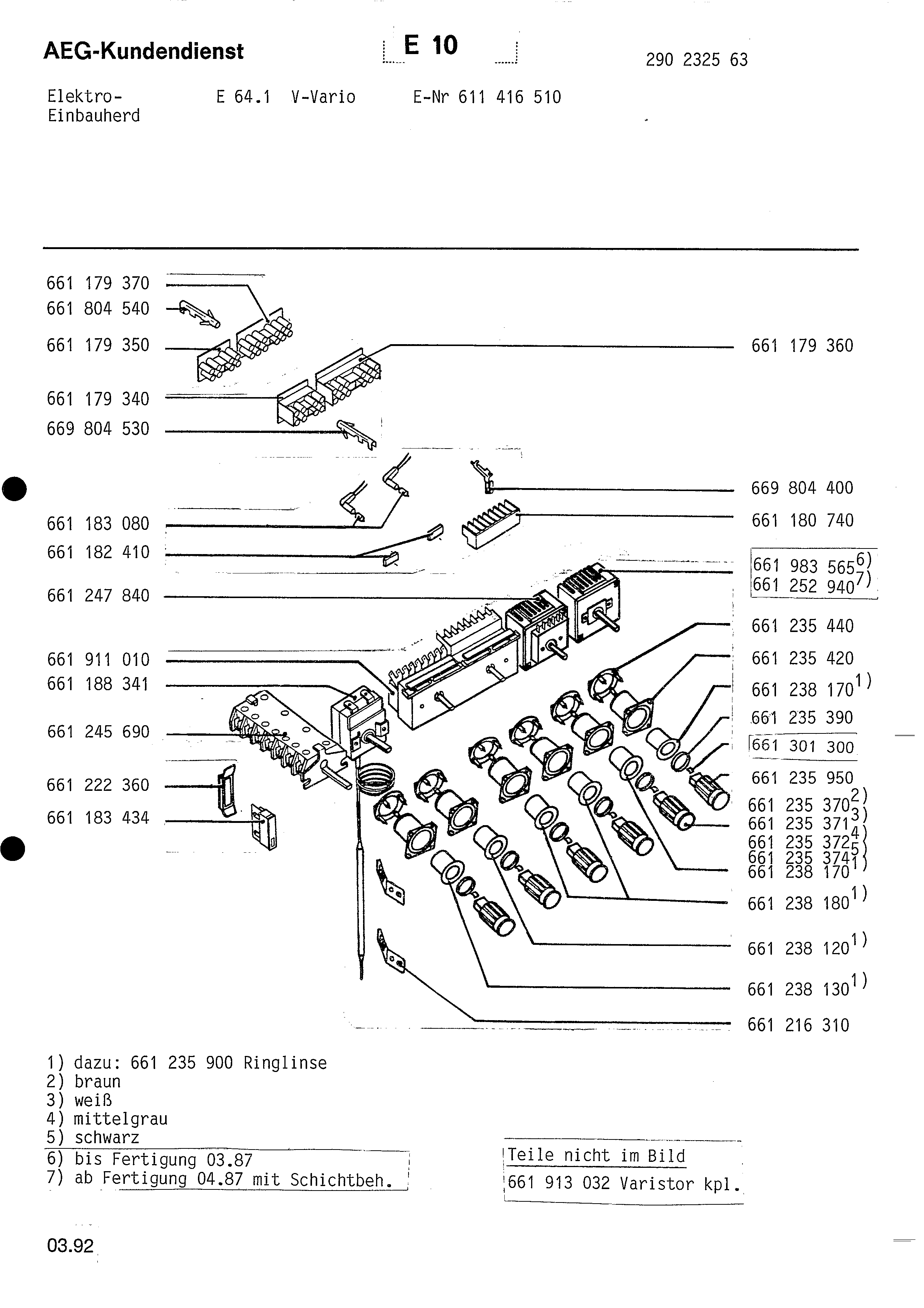 Explosionszeichnung AEG 61141651000 Competence E 64-1 V Vario Explosionszeichnung AEG 61141651000 Competence E 64-1 V Vario