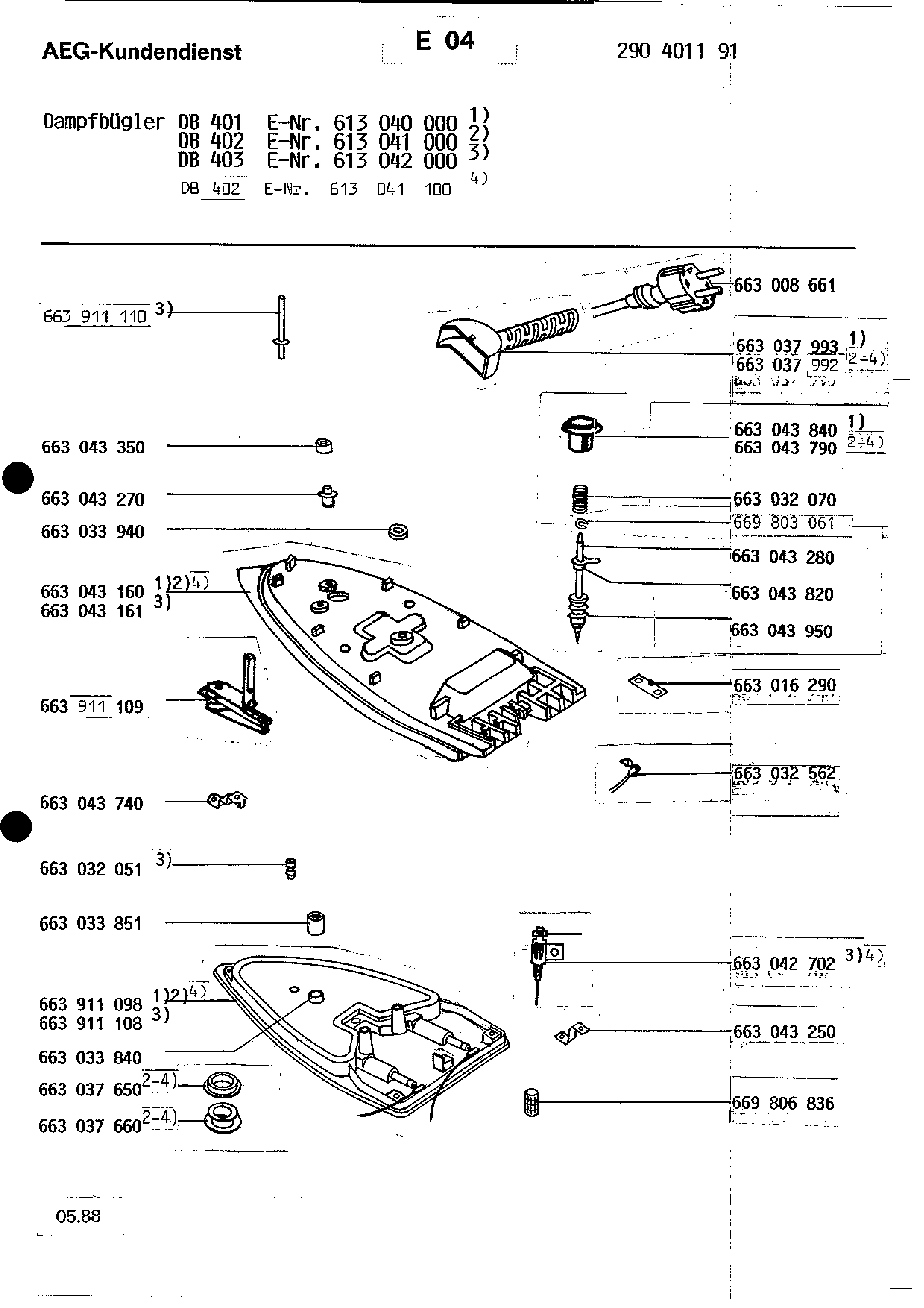 Explosionszeichnung AEG 61304100000 DB 402