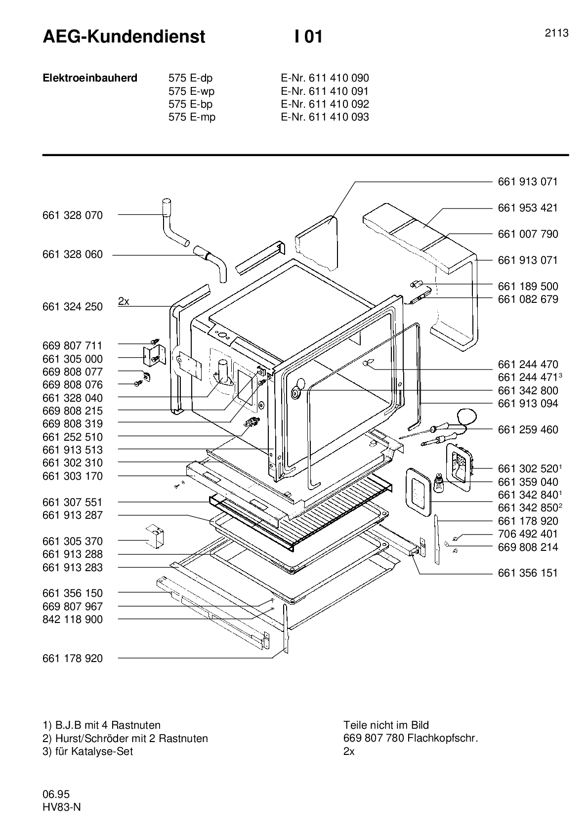 Explosionszeichnung AEG 61141009200 Competence 575 E BP
