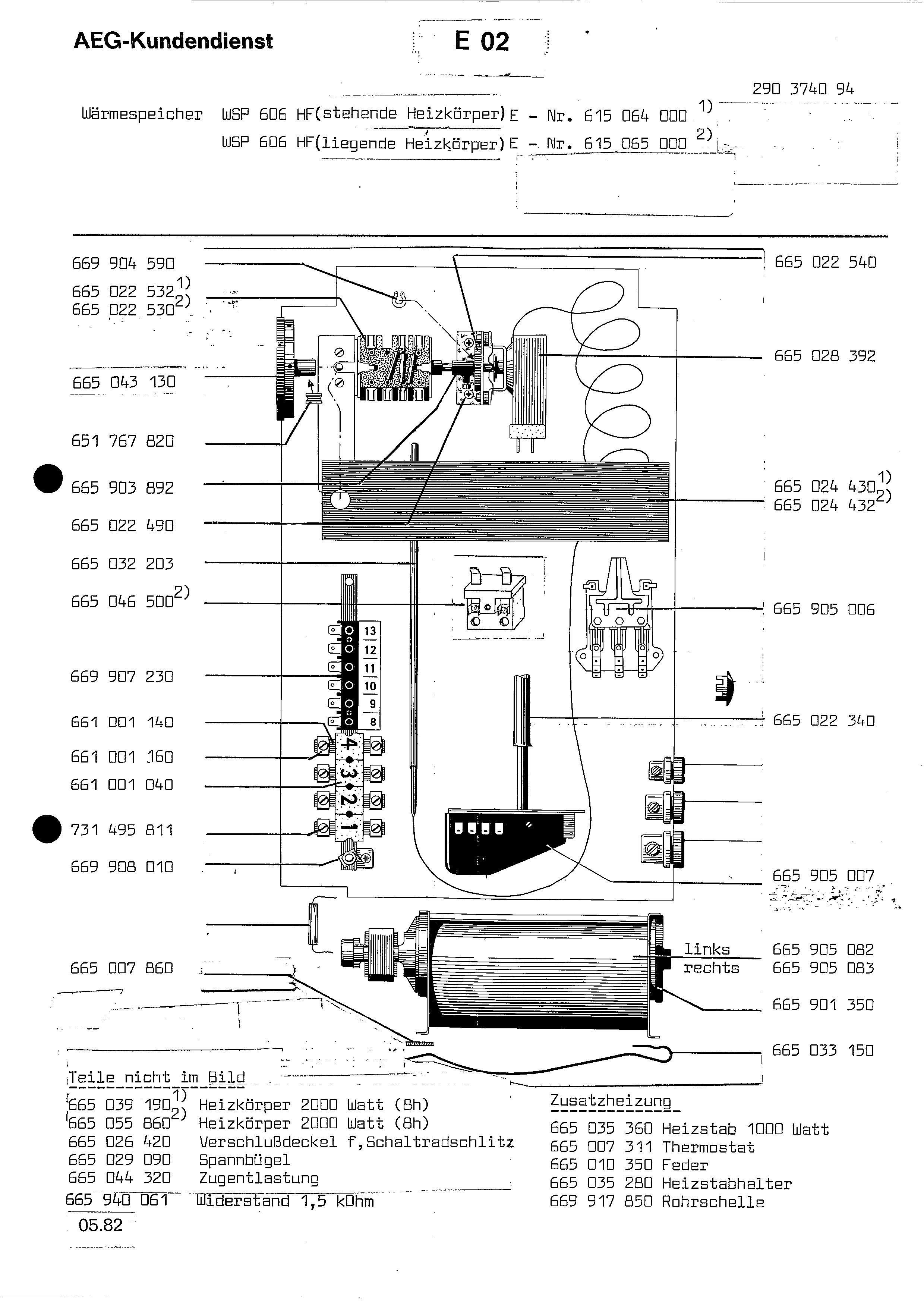 Explosionszeichnung AEG 61506500000 WSP 606