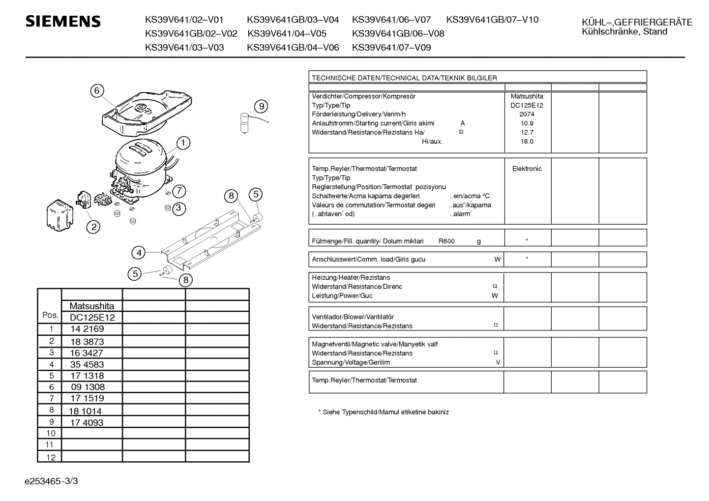 Explosionszeichnung Siemens KS39V641GB/06 Explosionszeichnung Siemens KS39V641GB/06