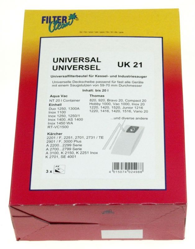 Filter Clean 000903K Staubsaugerbeutel - Uk21 staubsaugerbeutel 3+0