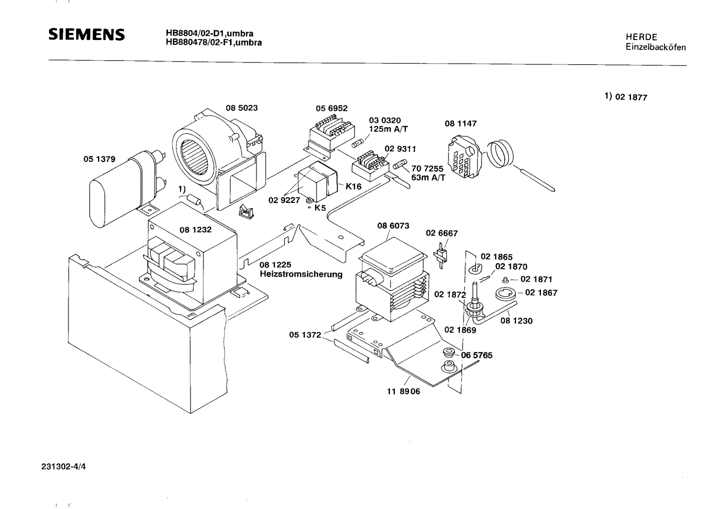 Explosionszeichnung Siemens HB880478/02