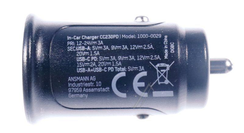 Assmann 10000029 Ladegerät Handy - In-car-charger cc230pd 1000-0029 kfz usb-ladegerät / netzteil, usb-c + usb-a, max. 30w
