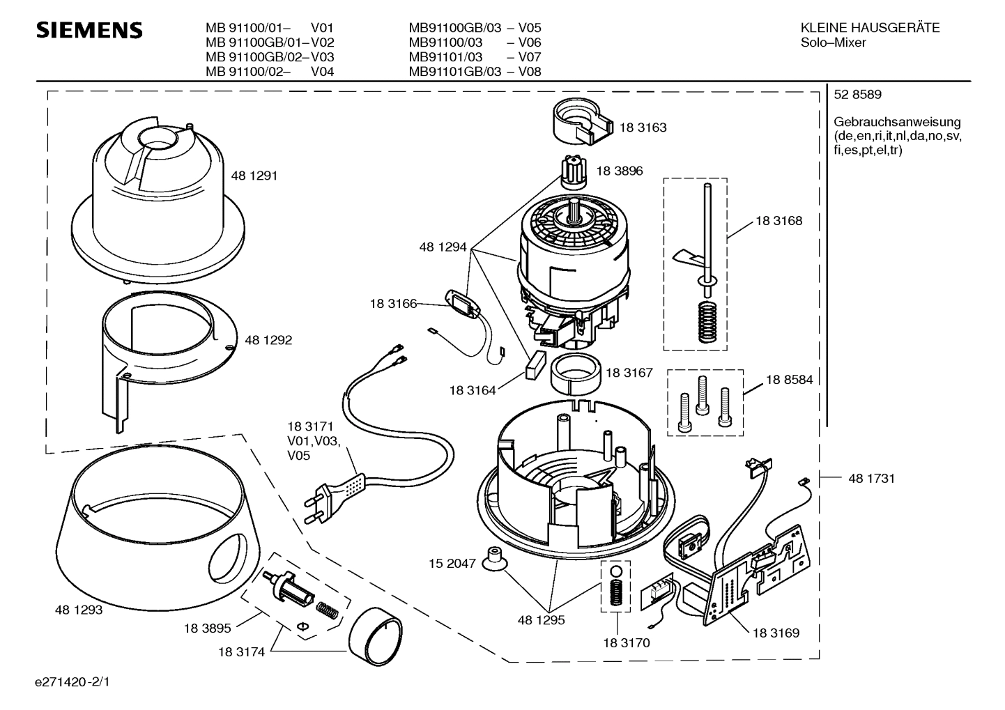 Explosionszeichnung Siemens MB91101GB/03 Design by F.A.Porsche