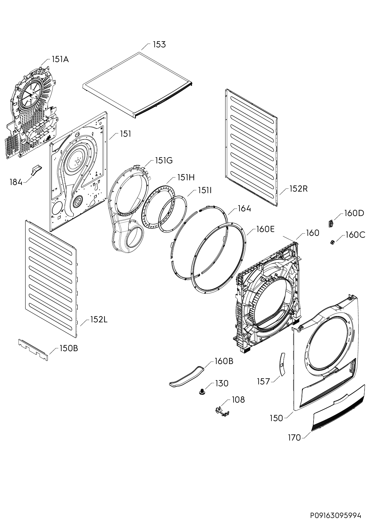 Explosionszeichnung Electrolux 91609993500 EW6D295GE Explosionszeichnung Electrolux 91609993500 EW6D295GE