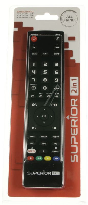 Superior SUPTPB008 - Slim 2in1 universal-ersatzfernbedienung 2-in-1 mit 2 ebenen