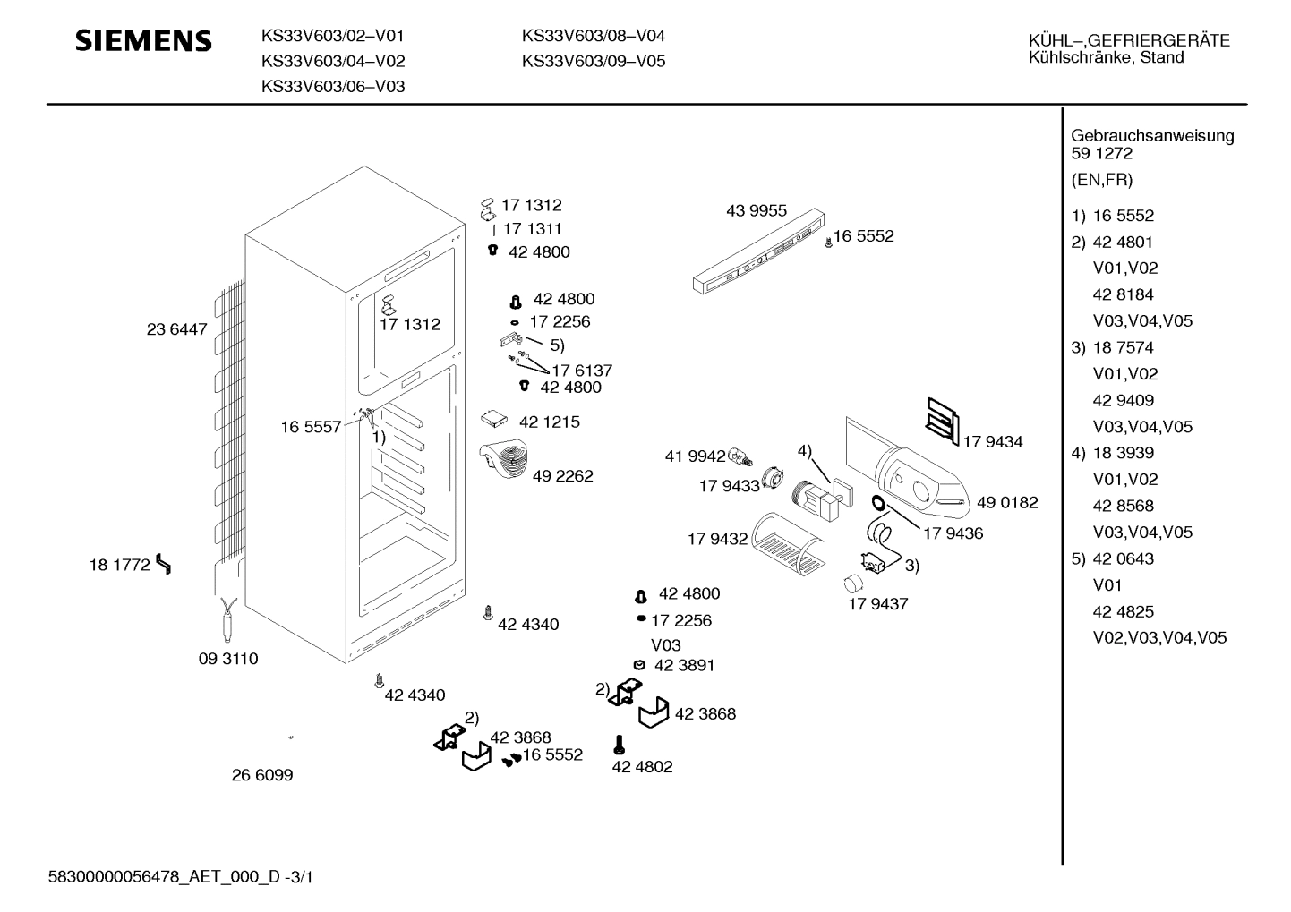 Explosionszeichnung Siemens KS33V603/04