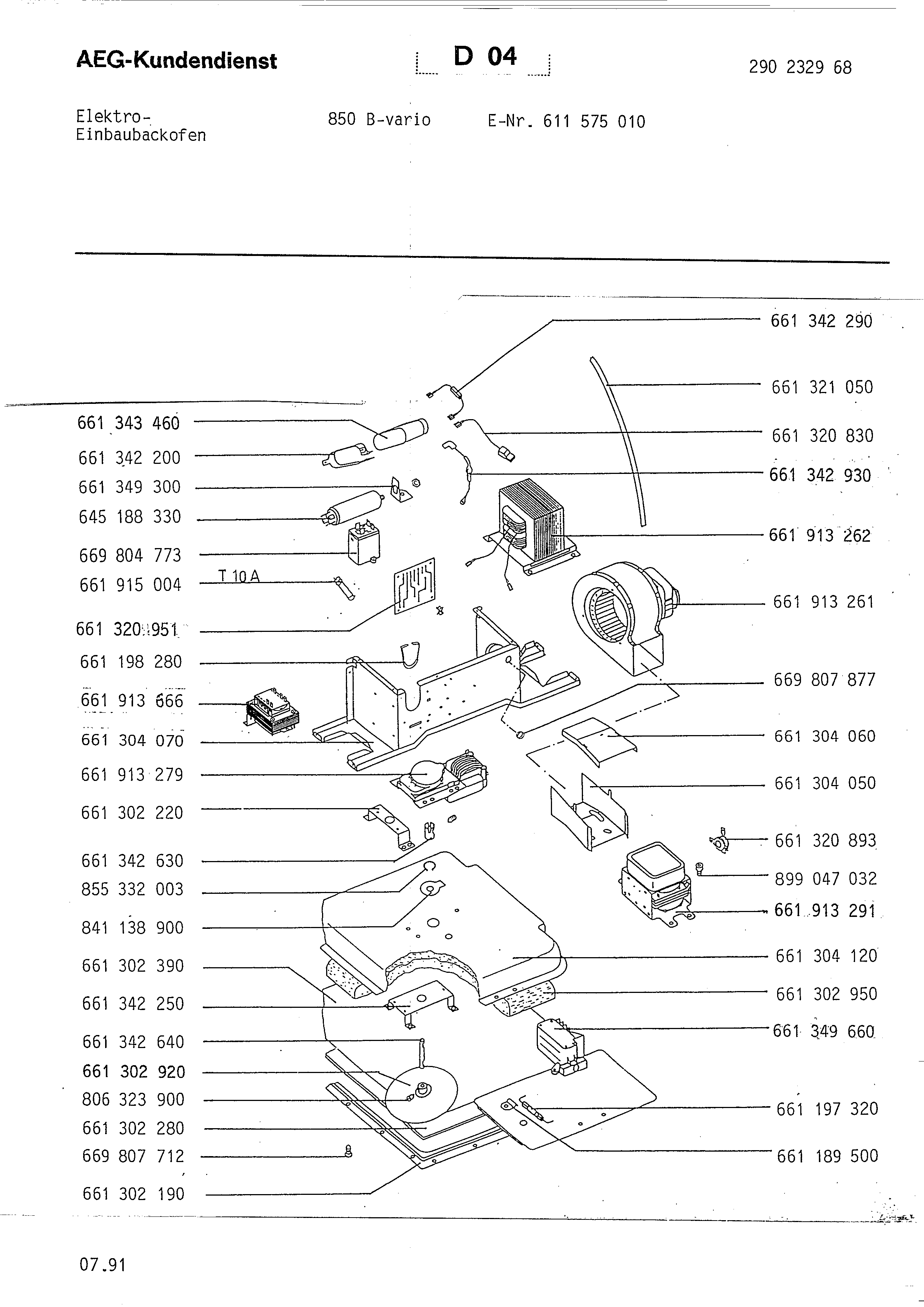 Explosionszeichnung AEG 61157501000 850 B Vario