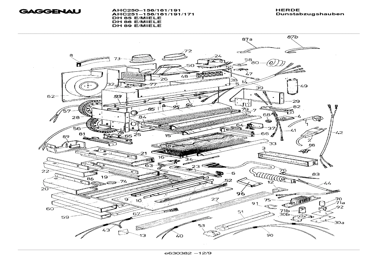 Explosionszeichnung Gaggenau DH251161(00) DH 86 E/MIELE Explosionszeichnung Gaggenau DH251161(00) DH 86 E/MIELE