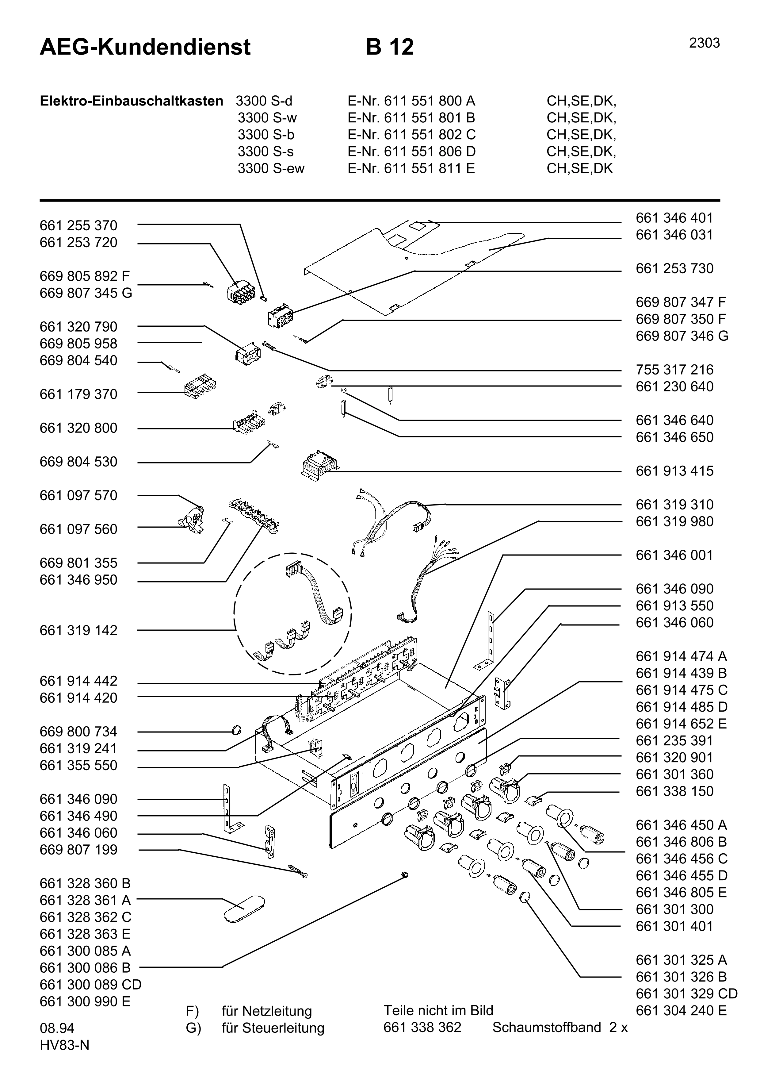 Explosionszeichnung AEG 61155180000 Competence 3300 S D CH S DK
