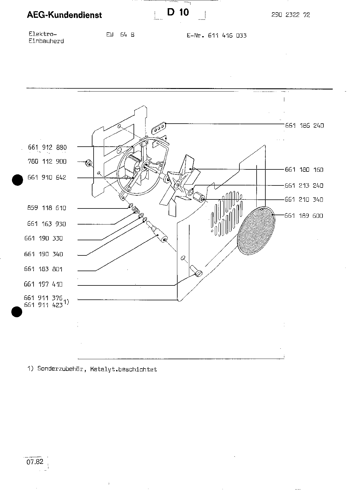 Explosionszeichnung AEG 61141603300 EW 64 B
