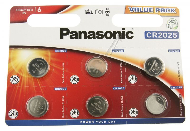 Panasonic CR2025L6BP Knopfzelle 3,0V - Cr2025 cr-2025l/6bp 3v - 165mah lithium knopfzelle 6er blister