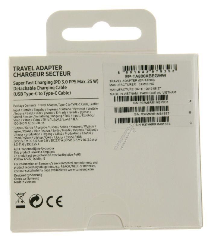 Samsung EPTA800XBEGWW Ladegerät Handy - Ep-ta800xbegww passend für samsung schnellladegerät ep-ta800 usb-c, schwarz